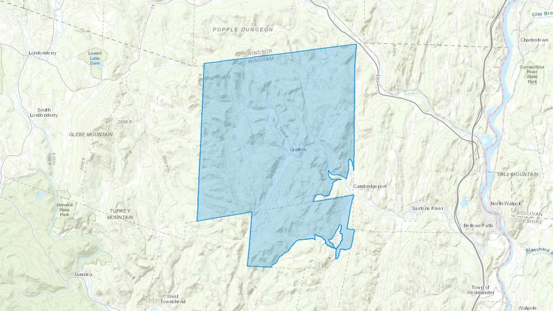 Grafton, VT Cash heating Oil delivery map Map of the COD Fuel Oil delivery service area for Grafton, VT