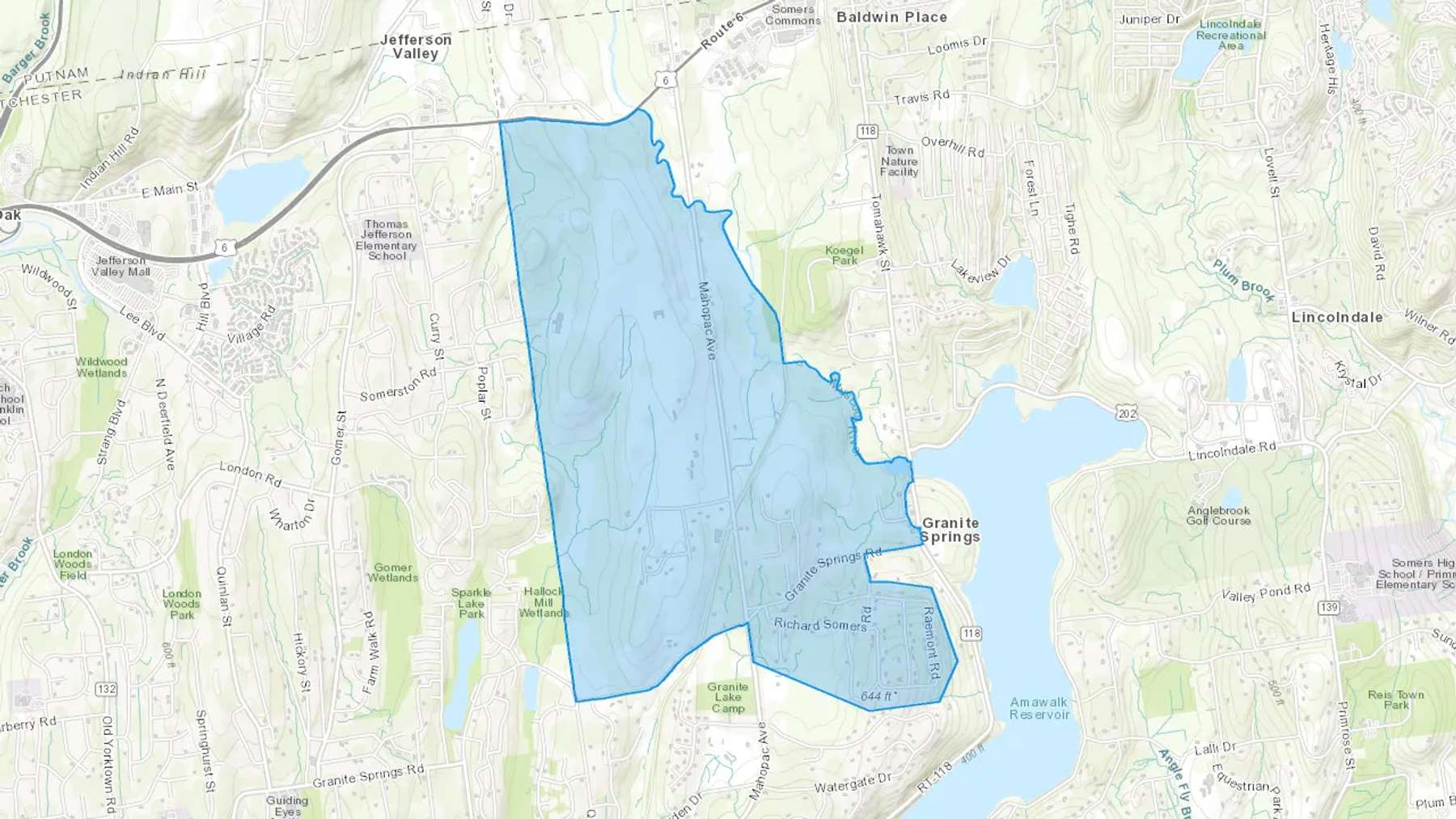 Granite Springs, NY Cash heating Oil delivery map Map of the COD Fuel Oil delivery service area for Granite Springs, NY