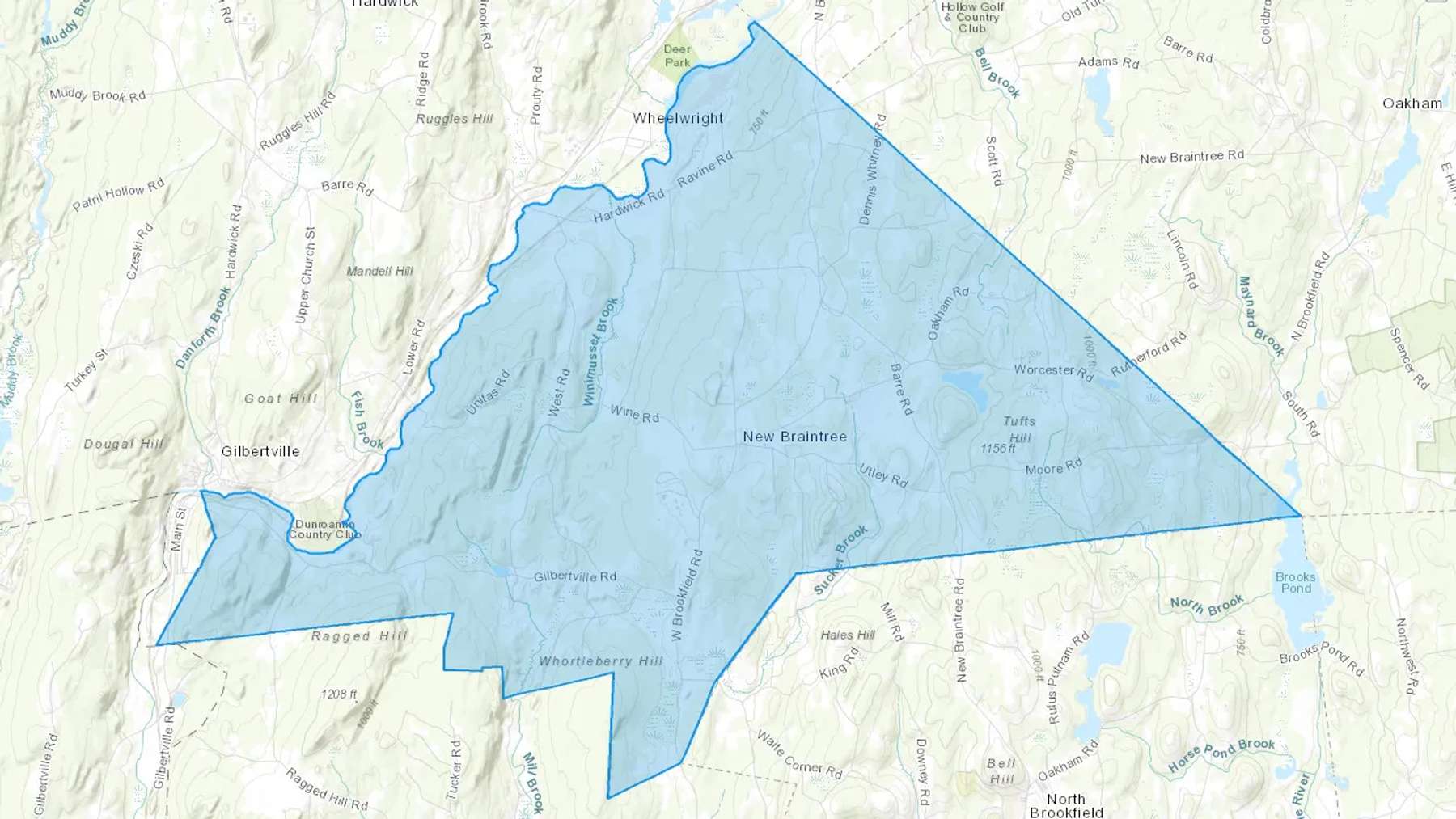 New Braintree, MA Cash heating Oil delivery map Map of the COD Fuel Oil delivery service area for New Braintree, MA