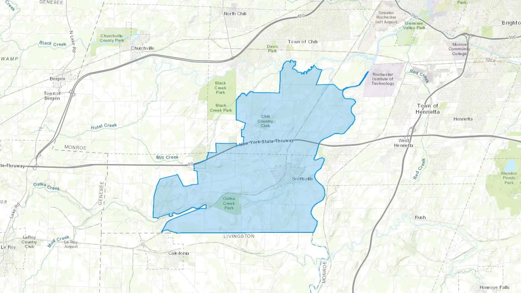 Scottsville, NY Cash heating Oil delivery map Map of the COD Fuel Oil delivery service area for Scottsville, NY