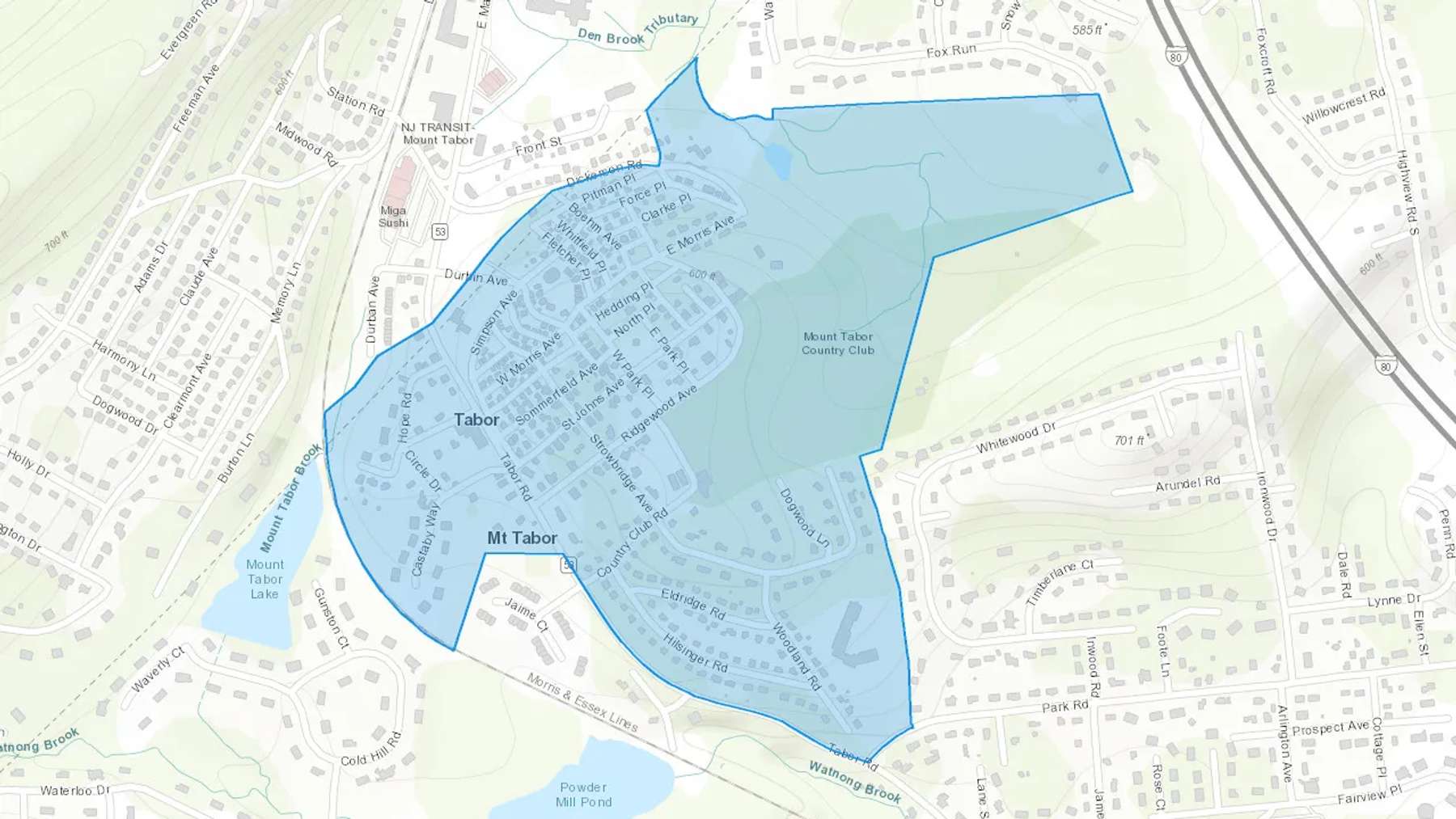 Mount Tabor, NJ Cash heating Oil delivery map Map of the COD Fuel Oil delivery service area for Mount Tabor, NJ