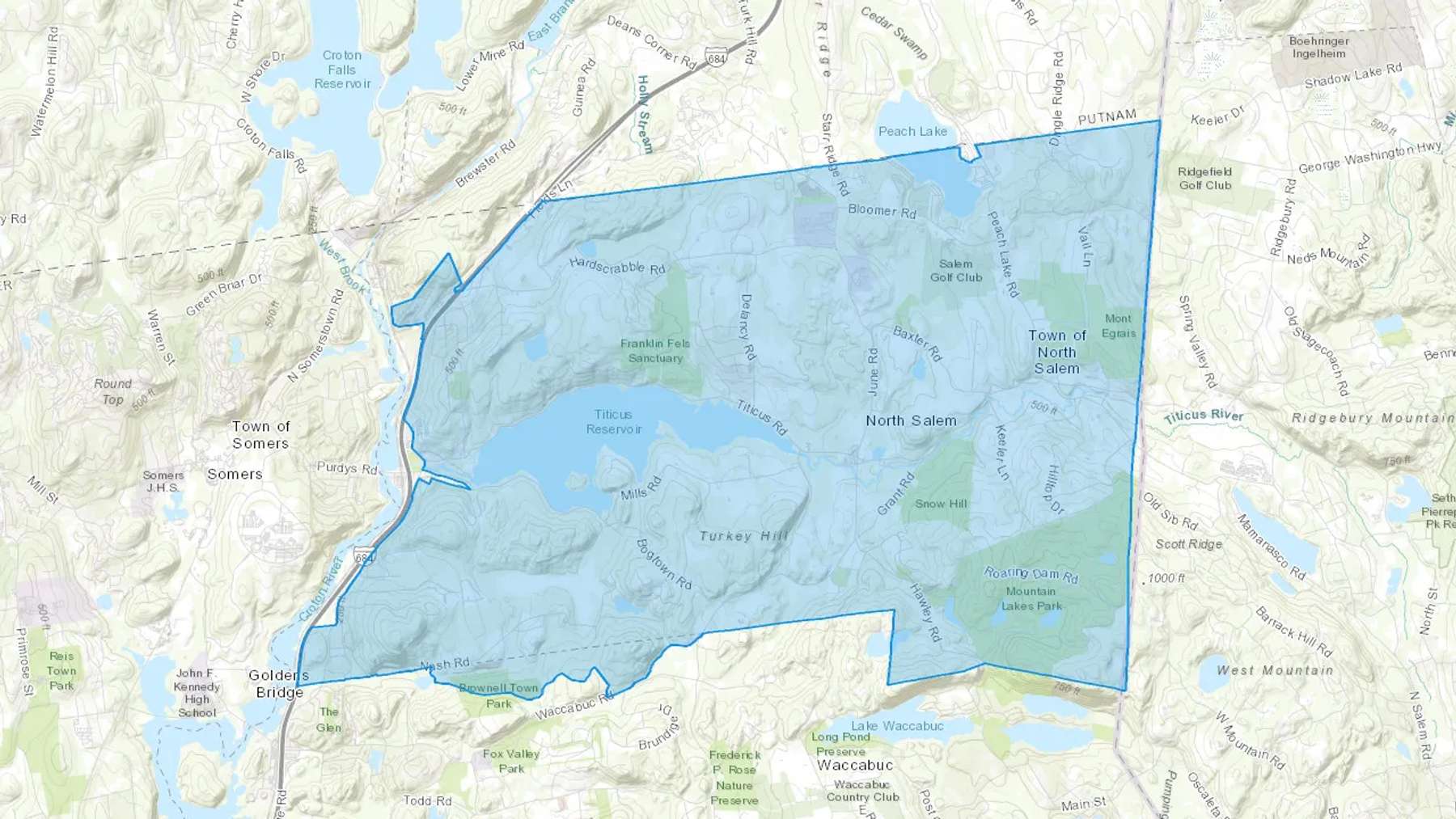 North Salem, NY Cash heating Oil delivery map Map of the COD Fuel Oil delivery service area for North Salem, NY