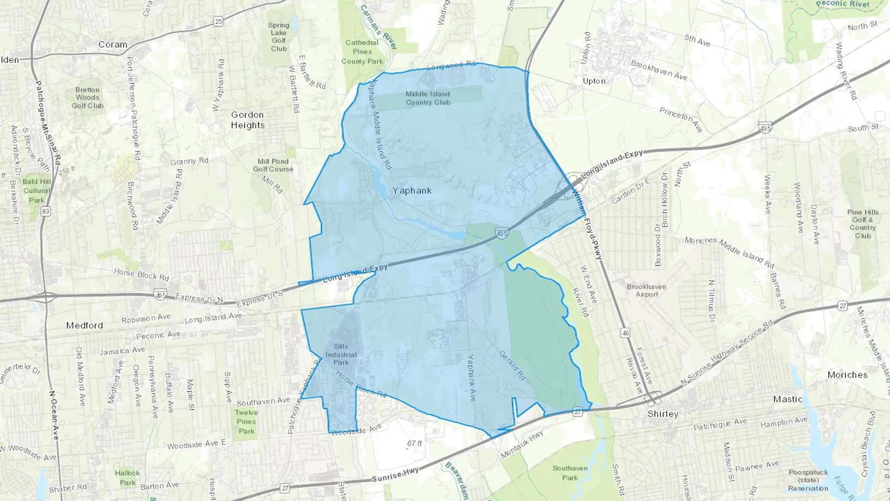 Yaphank, NY Cash heating Oil delivery map Map of the COD Fuel Oil delivery service area for Yaphank, NY