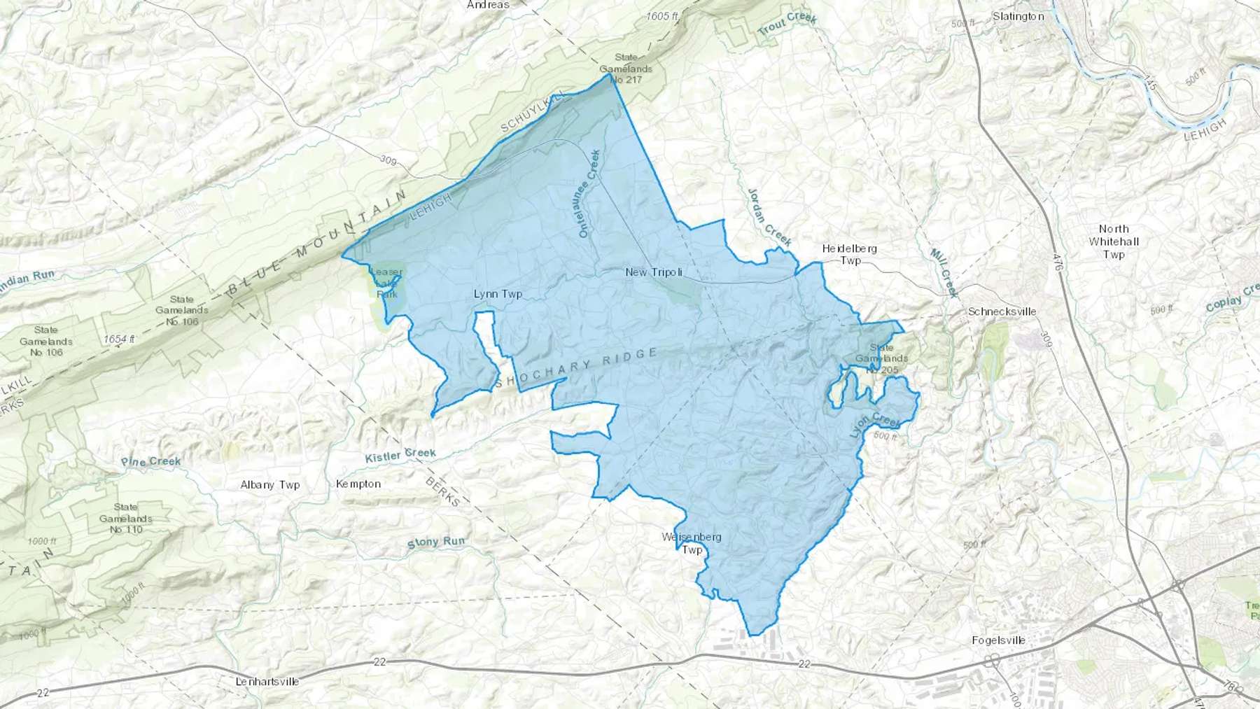 New Tripoli, PA Cash heating Oil delivery map Map of the COD Fuel Oil delivery service area for New Tripoli, PA
