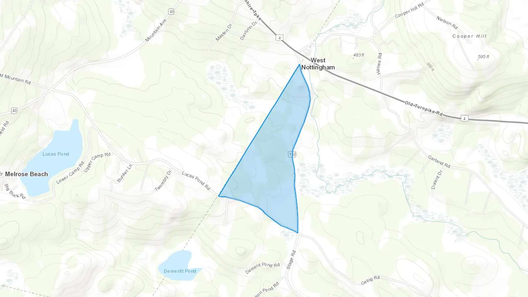 West Nottingham, NH Cash heating Oil delivery map Map of the COD Fuel Oil delivery service area for West Nottingham, NH