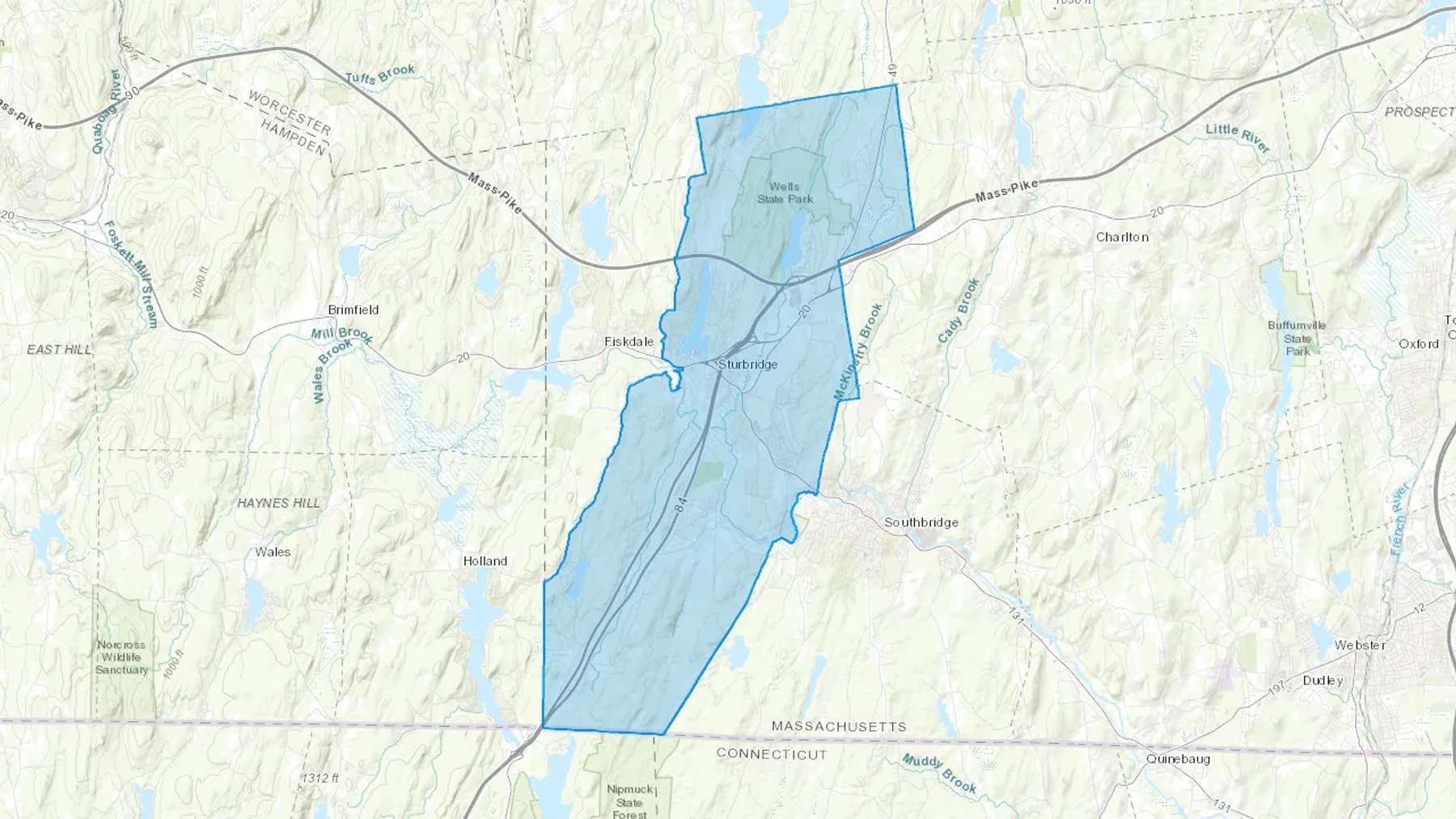 Sturbridge, MA Cash heating Oil delivery map Map of the COD Fuel Oil delivery service area for Sturbridge, MA