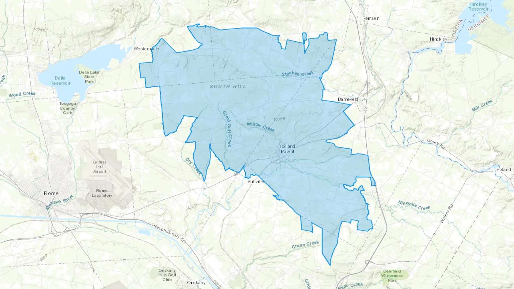 Holland Patent, NY Cash heating Oil delivery map Map of the COD Fuel Oil delivery service area for Holland Patent, NY