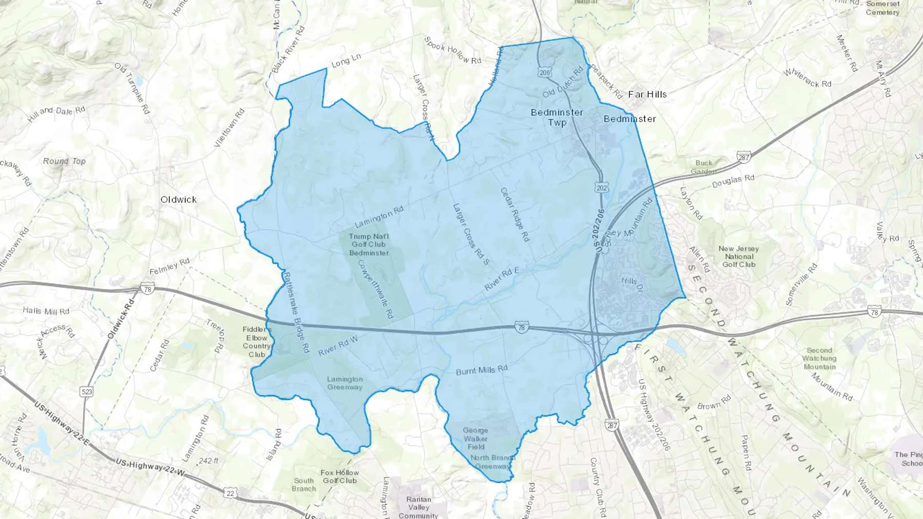 Bedminster, NJ Cash heating Oil delivery map Map of the COD Fuel Oil delivery service area for Bedminster, NJ