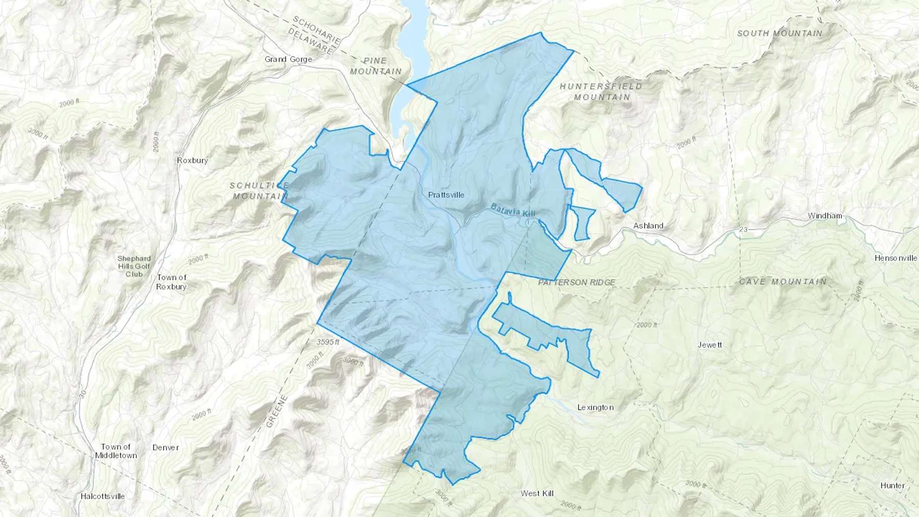 Prattsville, NY Cash heating Oil delivery map Map of the COD Fuel Oil delivery service area for Prattsville, NY