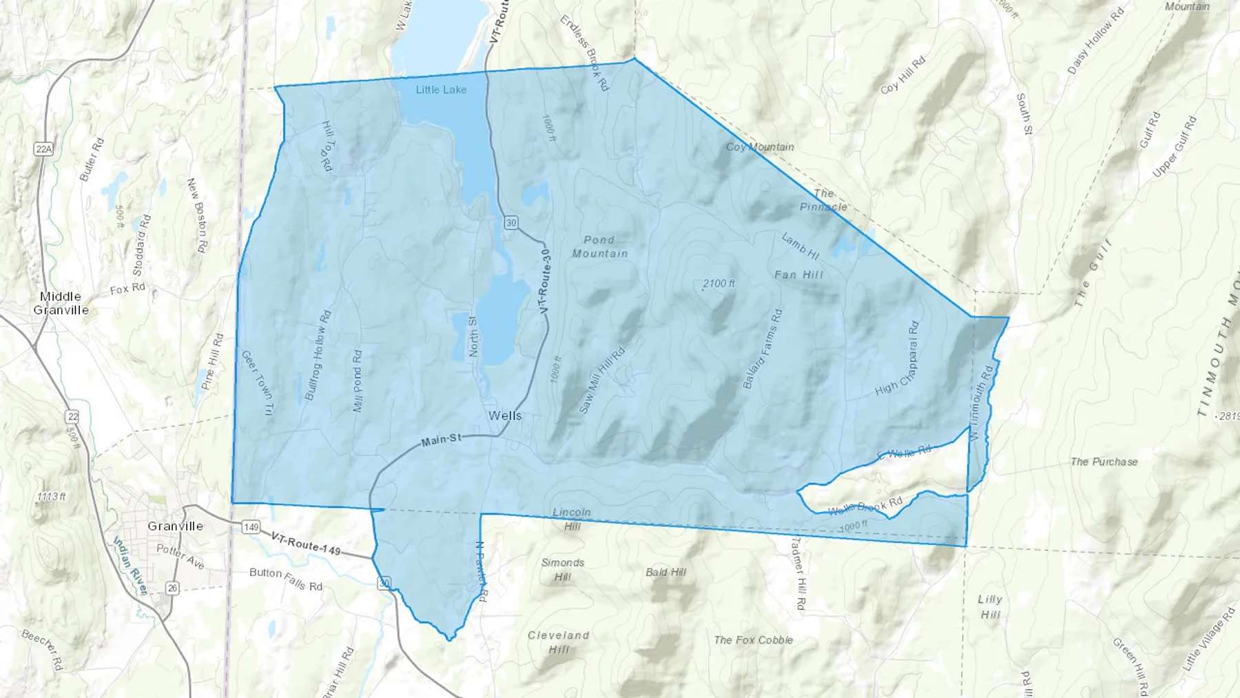 Wells, VT Cash heating Oil delivery map Map of the COD Fuel Oil delivery service area for Wells, VT