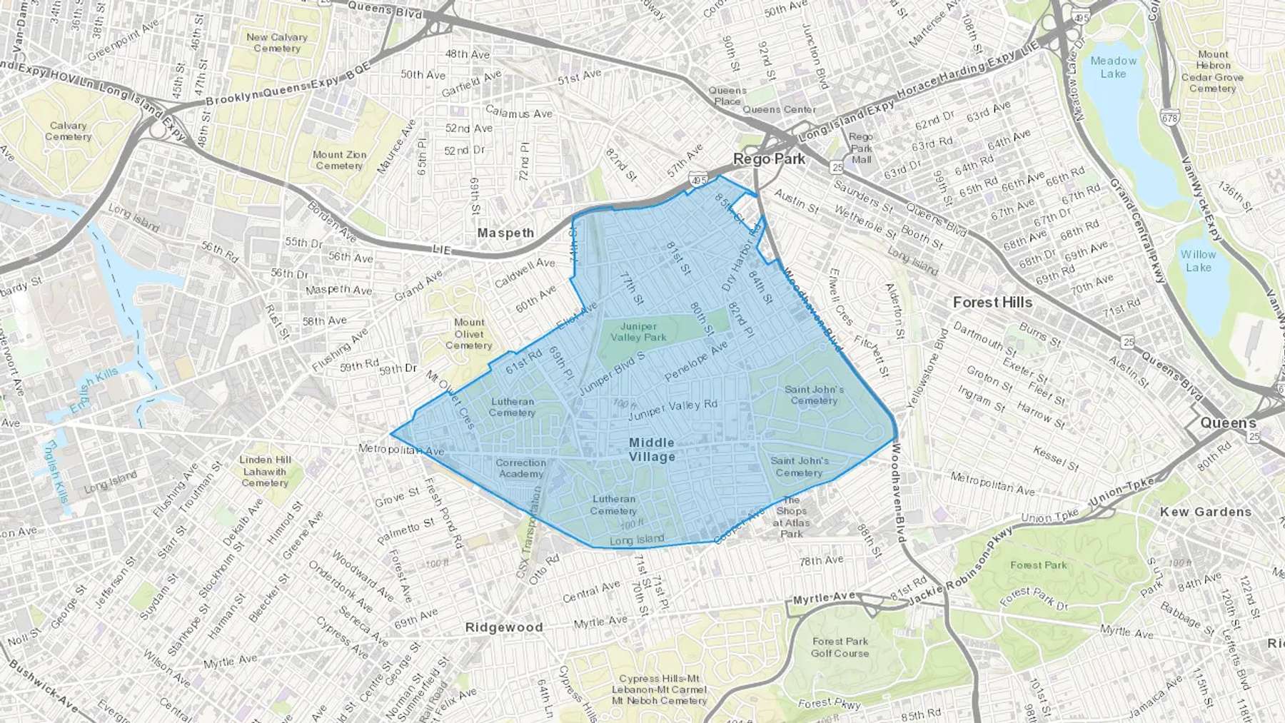 Middle Village, NY Cash heating Oil delivery map Map of the COD Fuel Oil delivery service area for Middle Village, NY