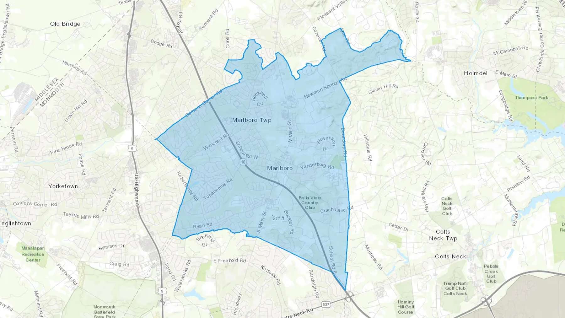 Marlboro, NJ Cash heating Oil delivery map Map of the COD Fuel Oil delivery service area for Marlboro, NJ