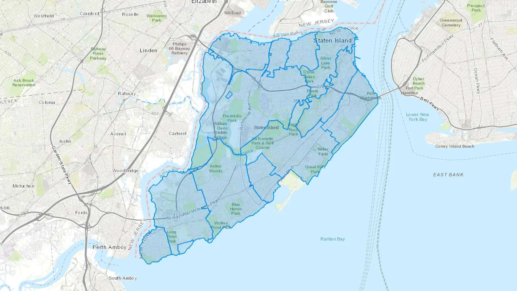 Staten Island, NY Cash heating Oil delivery map Map of the COD Fuel Oil delivery service area for Staten Island, NY