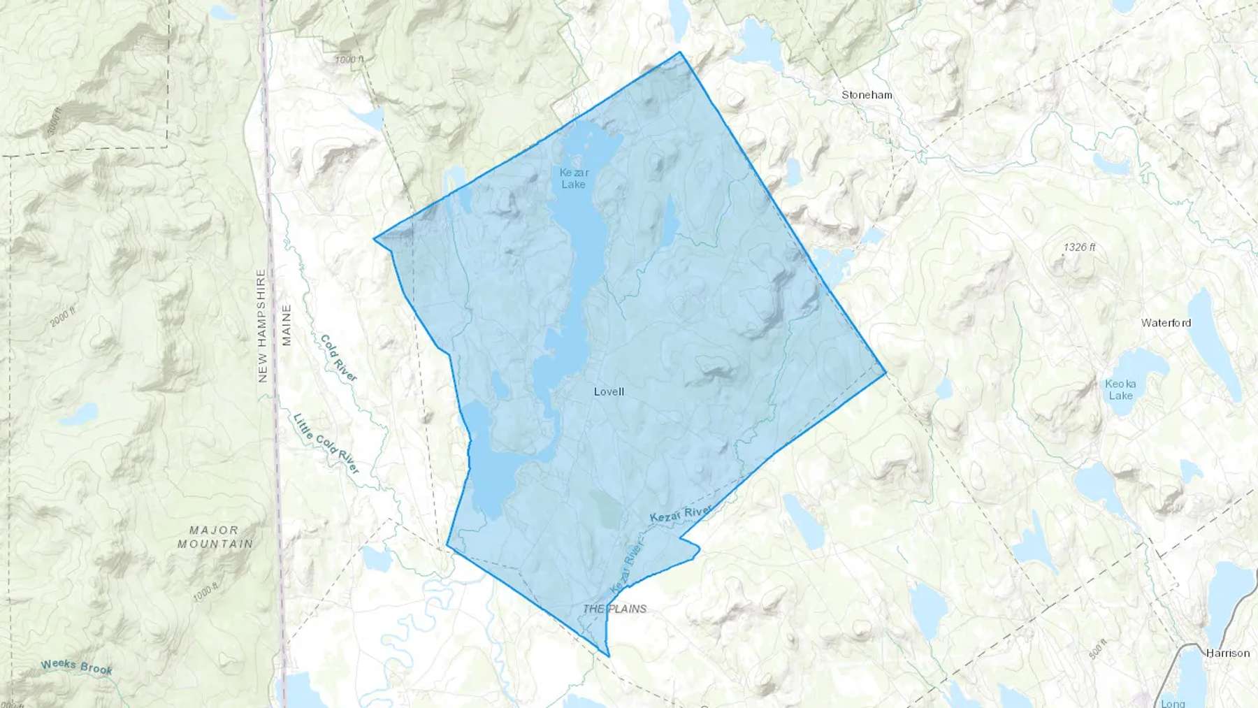 Lovell, ME Cash heating Oil delivery map Map of the COD Fuel Oil delivery service area for Lovell, ME