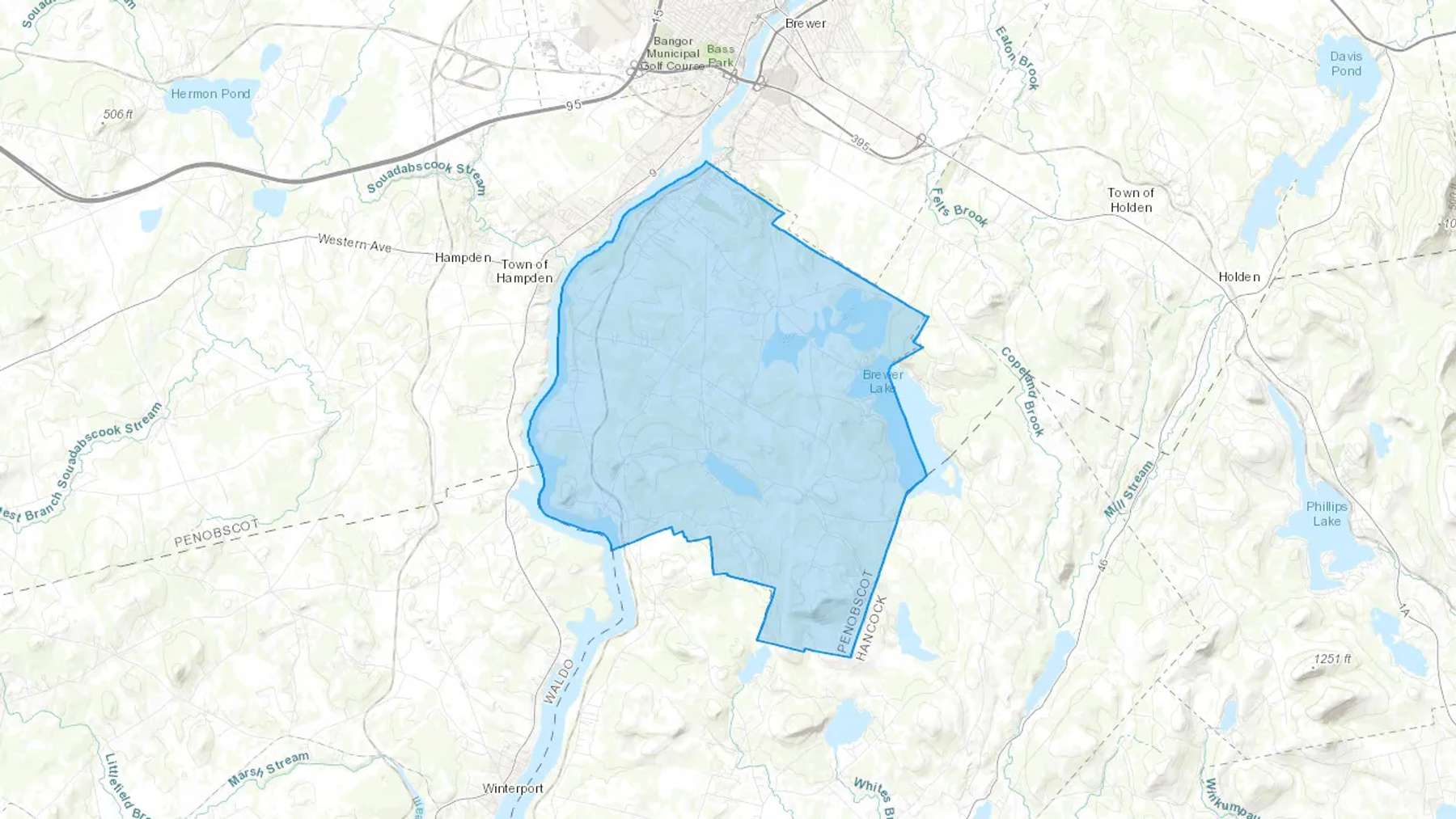 Orrington, ME Cash heating Oil delivery map Map of the COD Fuel Oil delivery service area for Orrington, ME