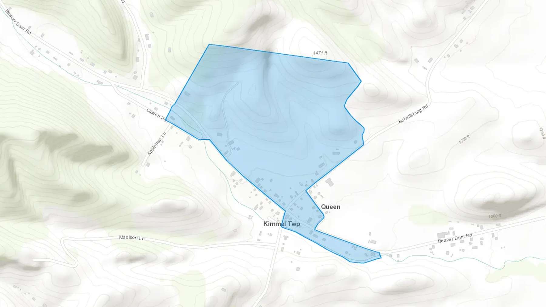 Queen, PA Cash heating Oil delivery map Map of the COD Fuel Oil delivery service area for Queen, PA