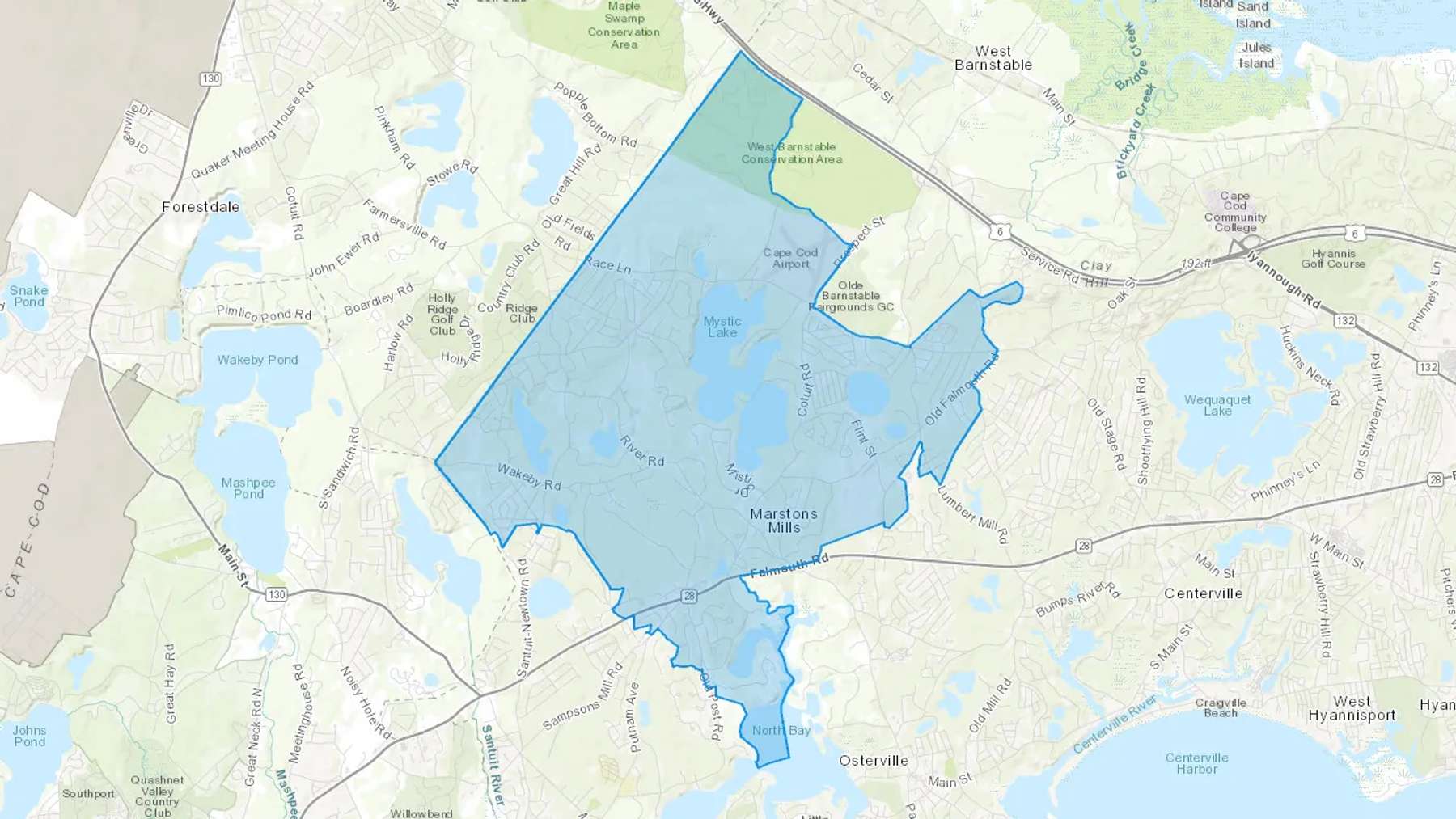Marstons Mills, MA Cash heating Oil delivery map Map of the COD Fuel Oil delivery service area for Marstons Mills, MA