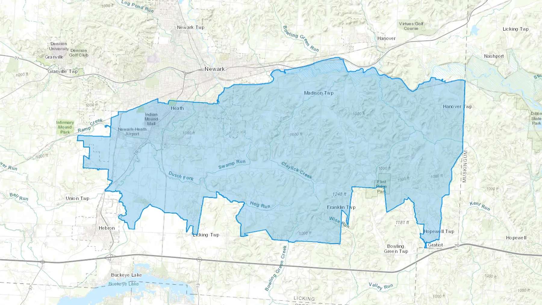 Heath, OH Cash heating Oil delivery map Map of the COD Fuel Oil delivery service area for Heath, OH