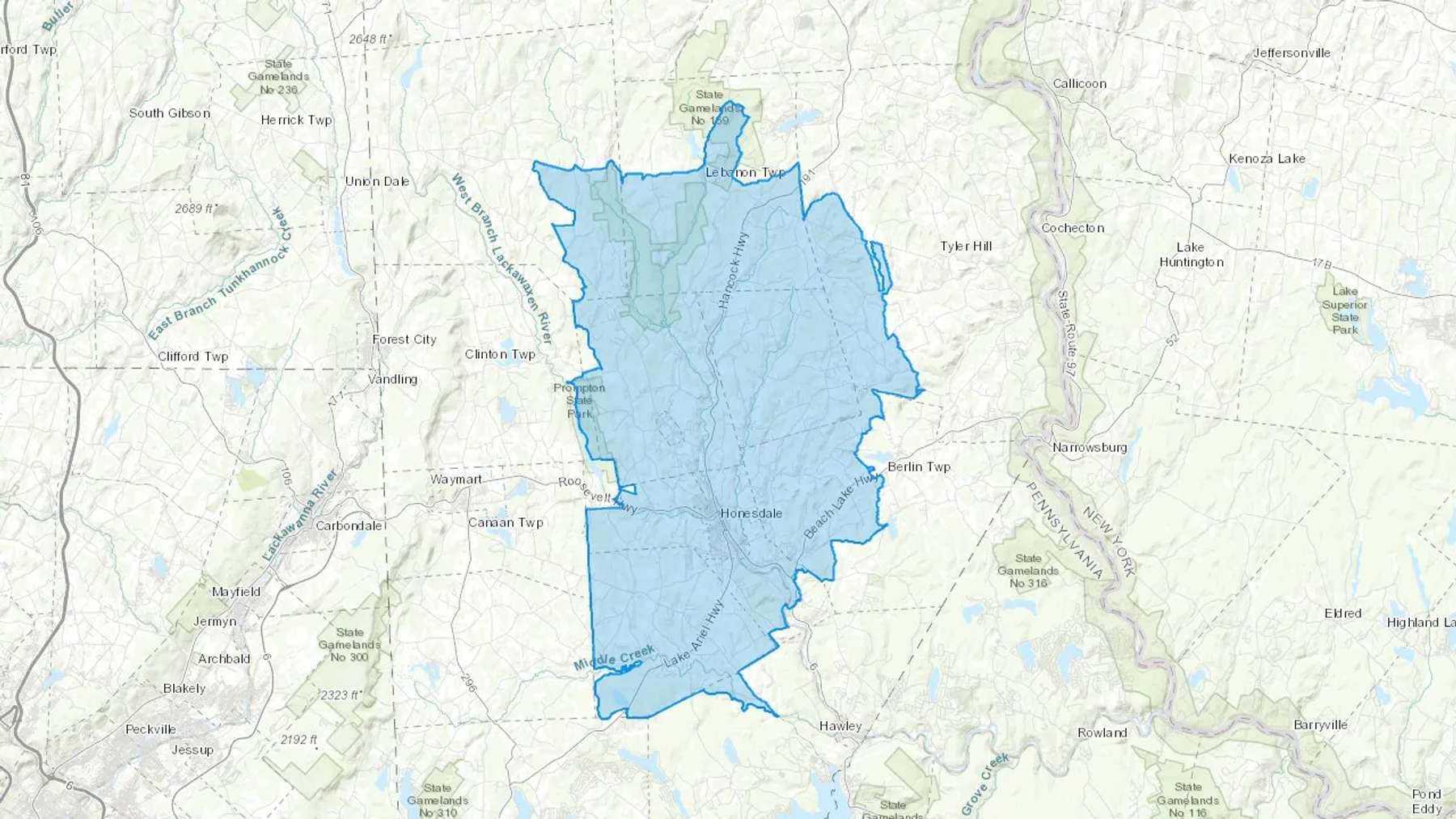 Prompton, PA Cash heating Oil delivery map Map of the COD Fuel Oil delivery service area for Prompton, PA