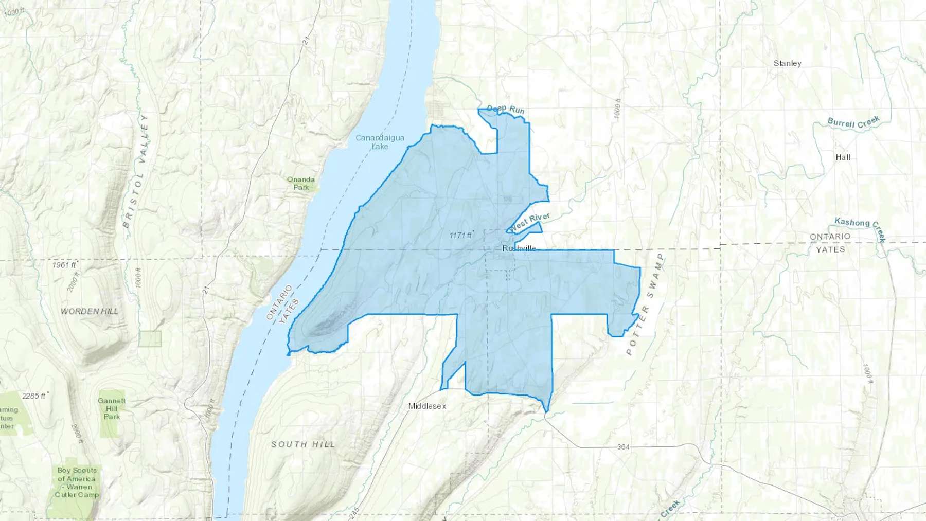 Rushville, NY Cash heating Oil delivery map Map of the COD Fuel Oil delivery service area for Rushville, NY