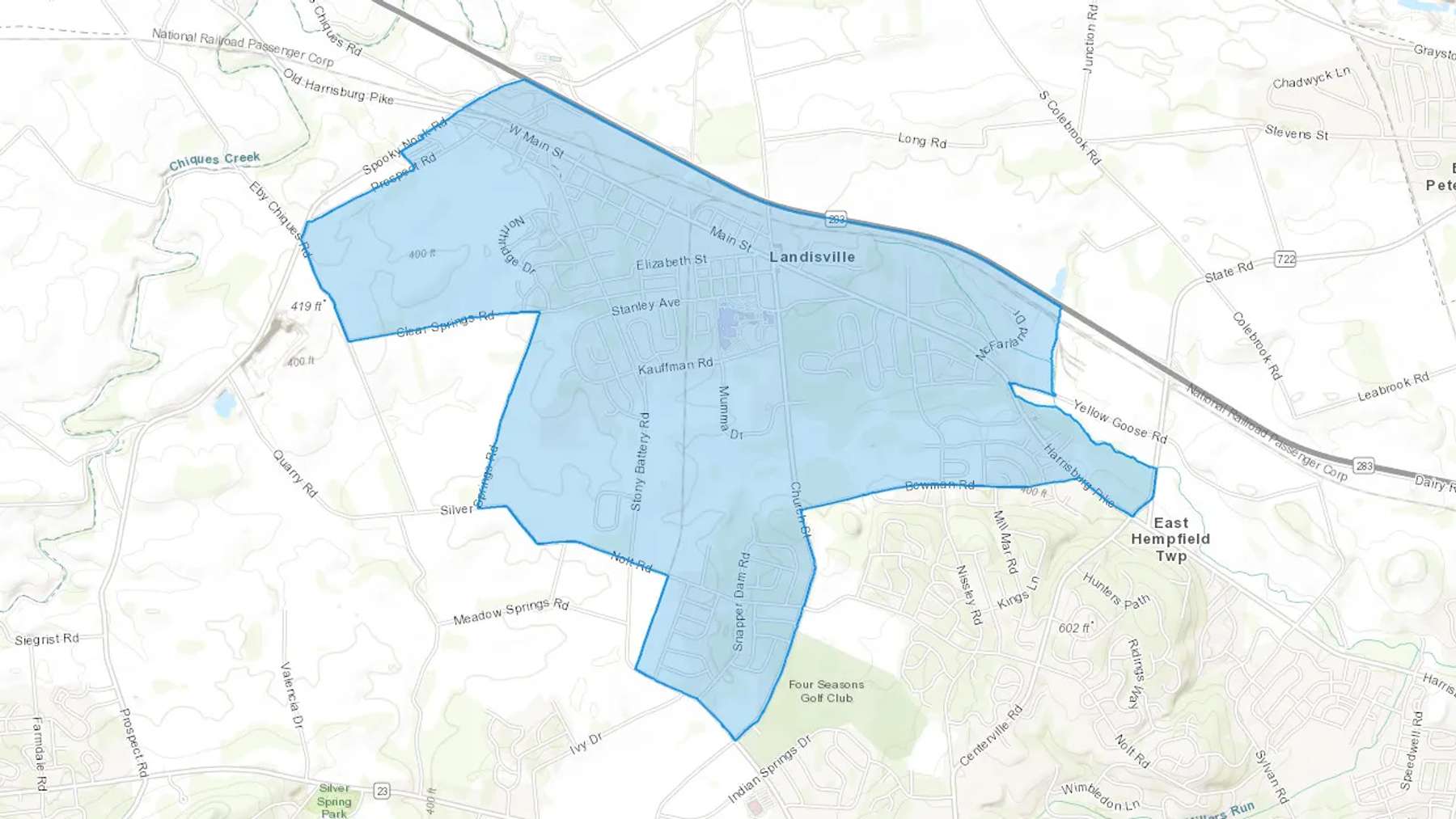 Landisville, PA Cash heating Oil delivery map Map of the COD Fuel Oil delivery service area for Landisville, PA