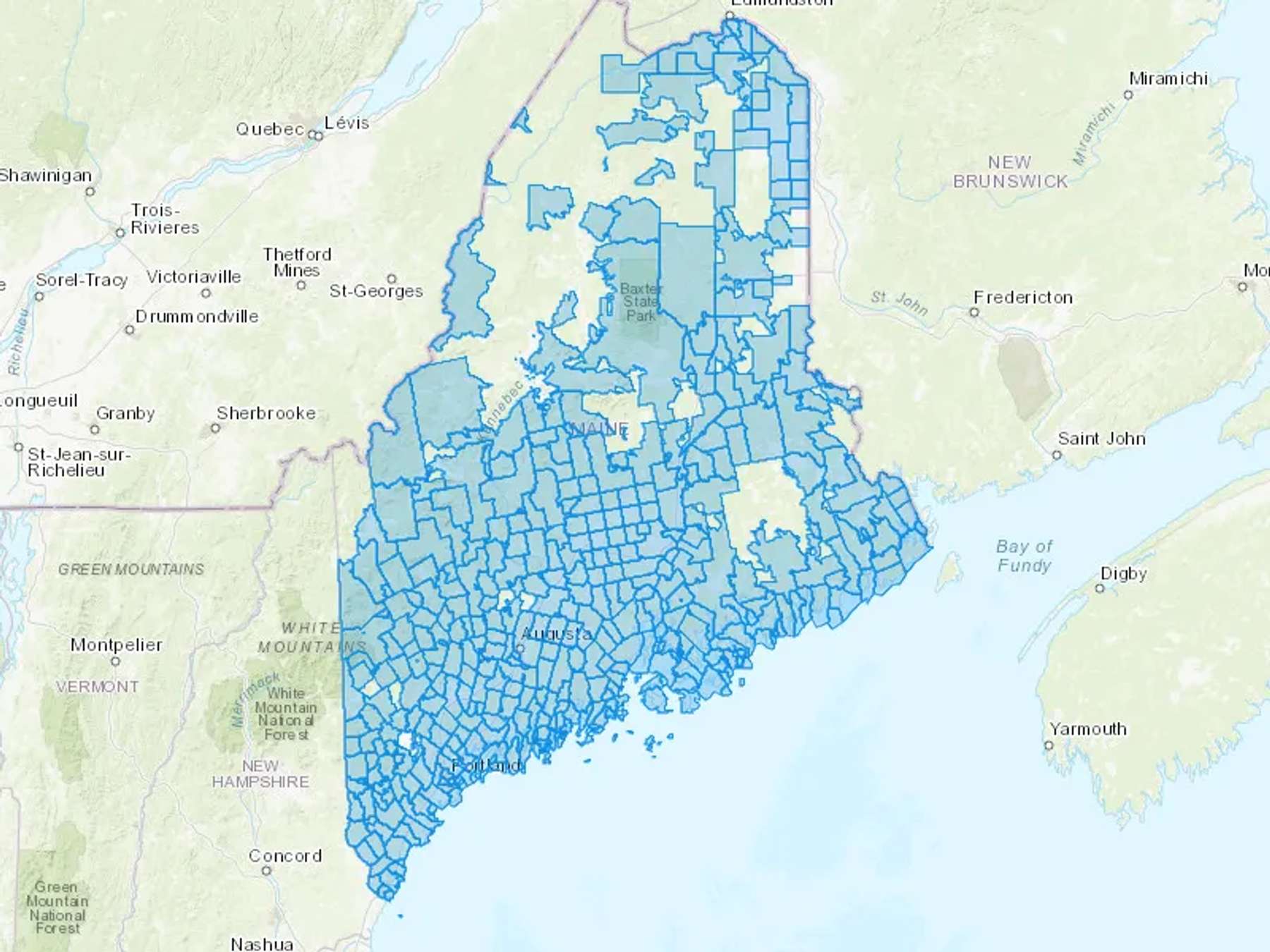 Maine Cash Heating Oil Delivery Map Map of the COD Fuel Oil Delivery Service Area for ME