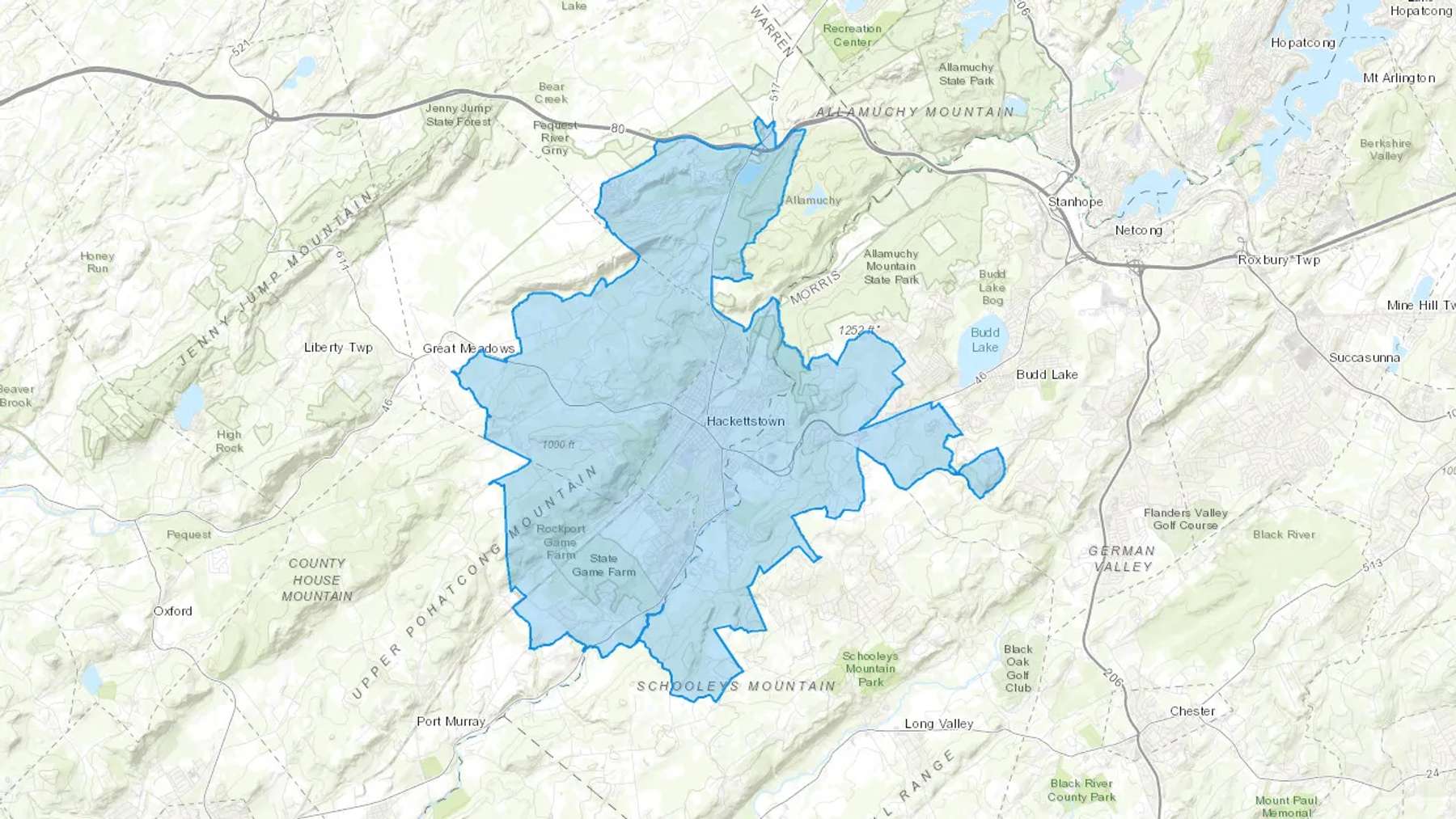 Hackettstown, NJ Cash heating Oil delivery map Map of the COD Fuel Oil delivery service area for Hackettstown, NJ