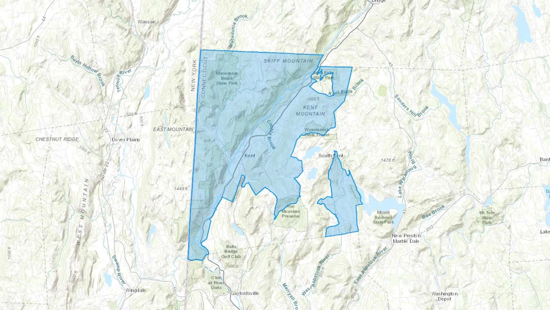 Kent, CT Cash heating Oil delivery map Map of the COD Fuel Oil delivery service area for Kent, CT