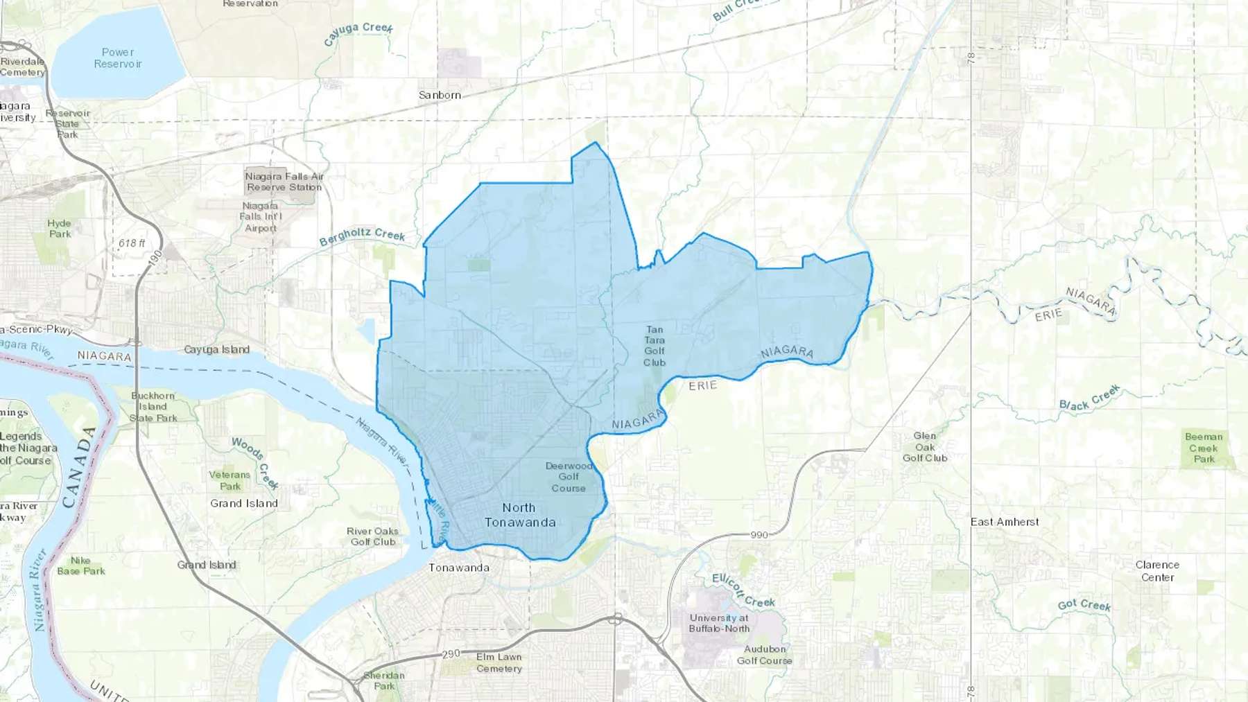North Tonawanda, NY Cash heating Oil delivery map Map of the COD Fuel Oil delivery service area for North Tonawanda, NY