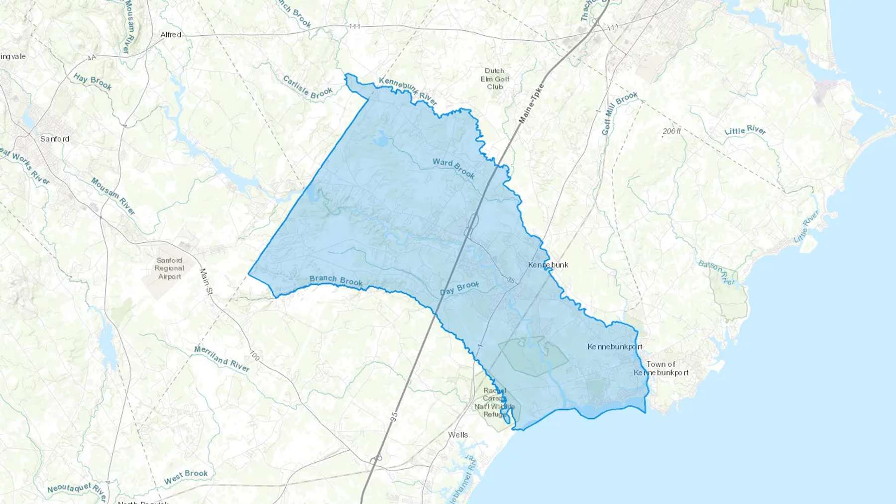 West Kennebunk, ME Cash heating Oil delivery map Map of the COD Fuel Oil delivery service area for West Kennebunk, ME