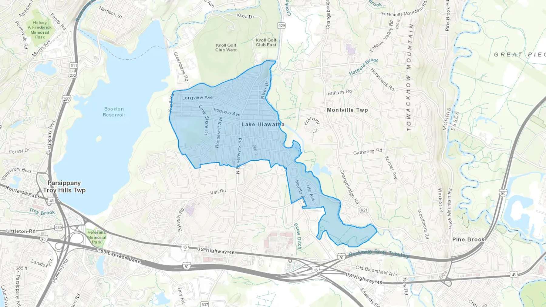 Lake Hiawatha, NJ Cash heating Oil delivery map Map of the COD Fuel Oil delivery service area for Lake Hiawatha, NJ