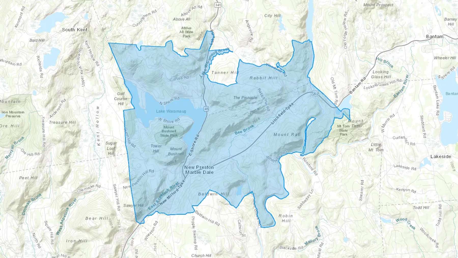 New Preston Marble Dale, CT Cash heating Oil delivery map Map of the COD Fuel Oil delivery service area for New Preston Marble Dale, CT