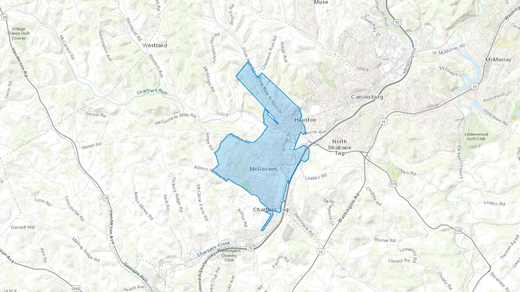 Houston, PA Cash heating Oil delivery map Map of the COD Fuel Oil delivery service area for Houston, PA