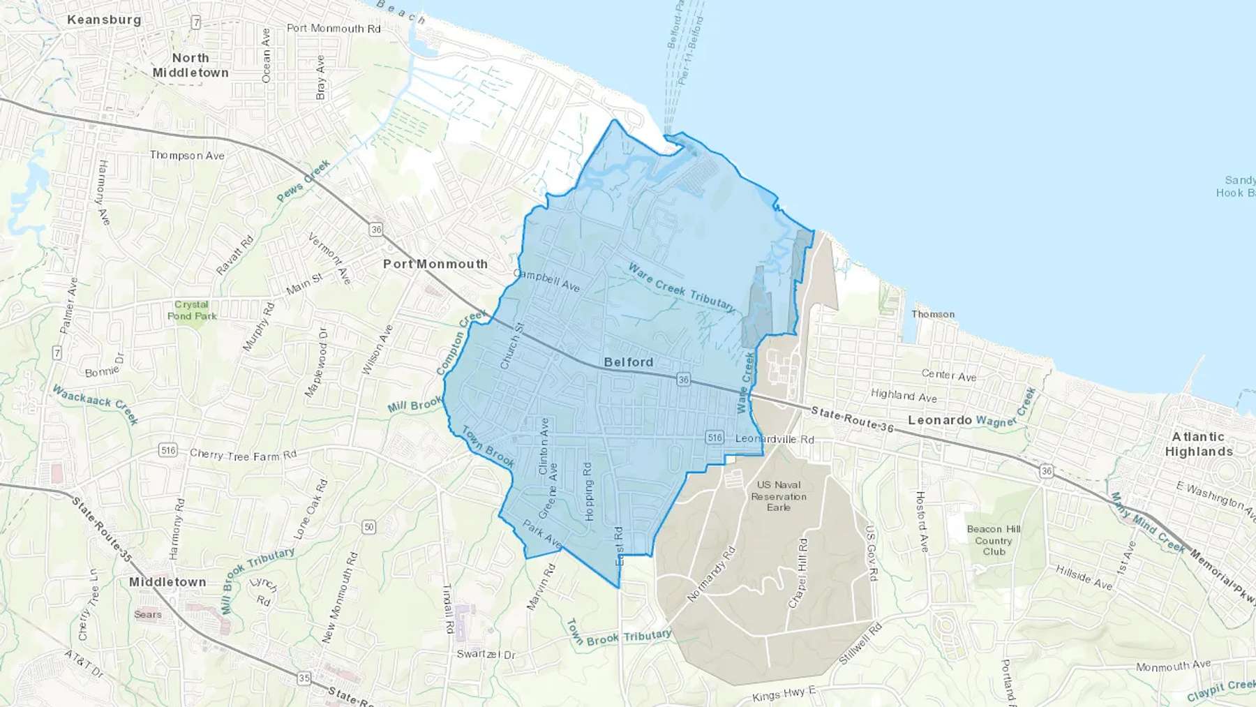 Belford, NJ Cash heating Oil delivery map Map of the COD Fuel Oil delivery service area for Belford, NJ