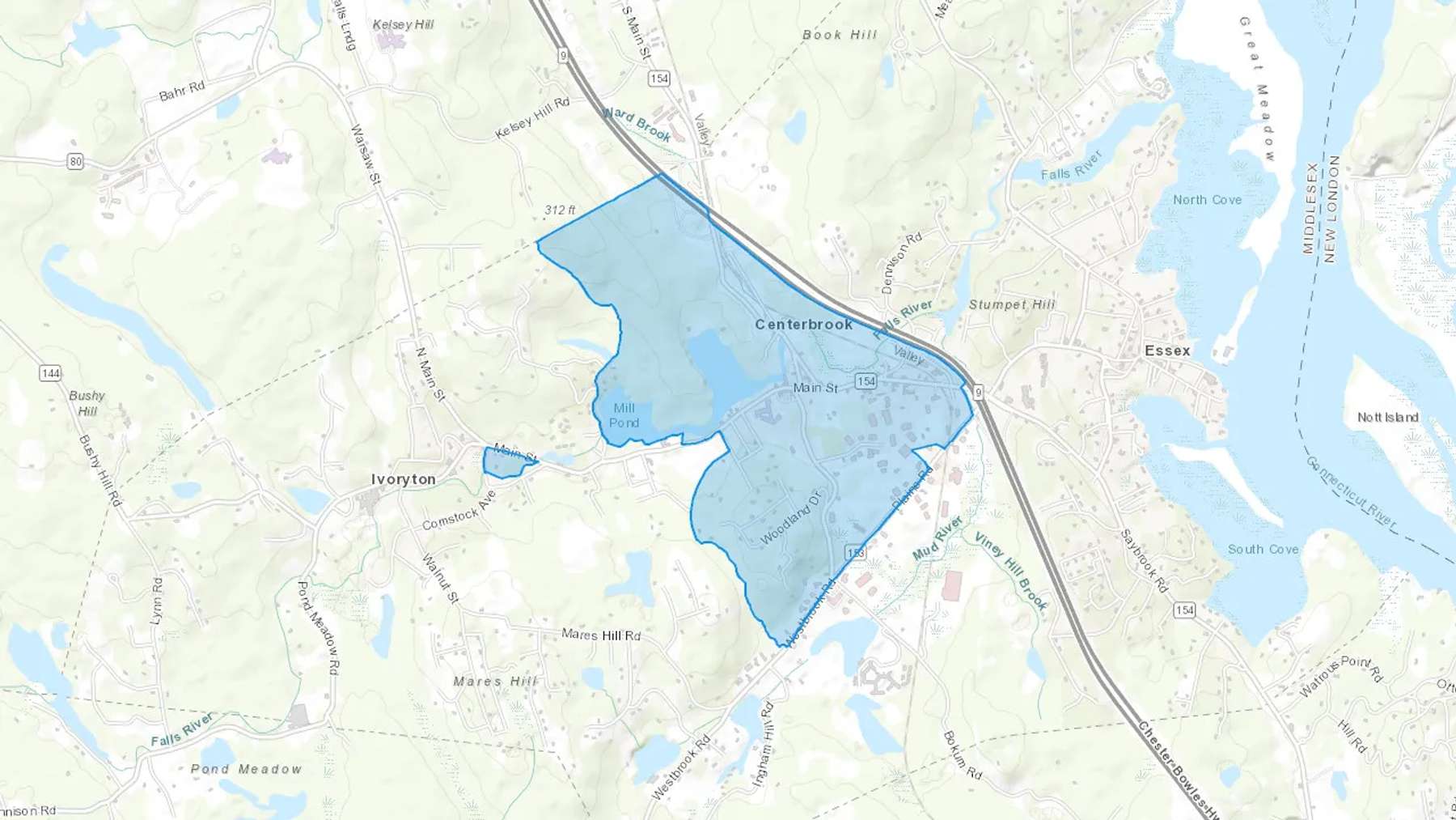 Centerbrook, CT Cash heating Oil delivery map Map of the COD Fuel Oil delivery service area for Centerbrook, CT