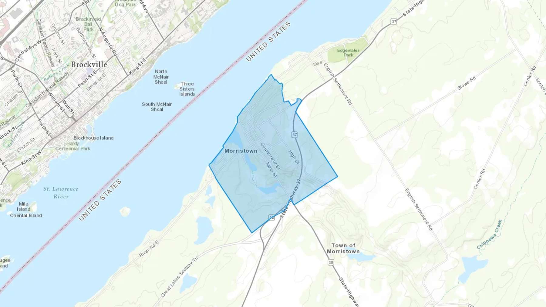 Morristown, NY Cash heating Oil delivery map Map of the COD Fuel Oil delivery service area for Morristown, NY