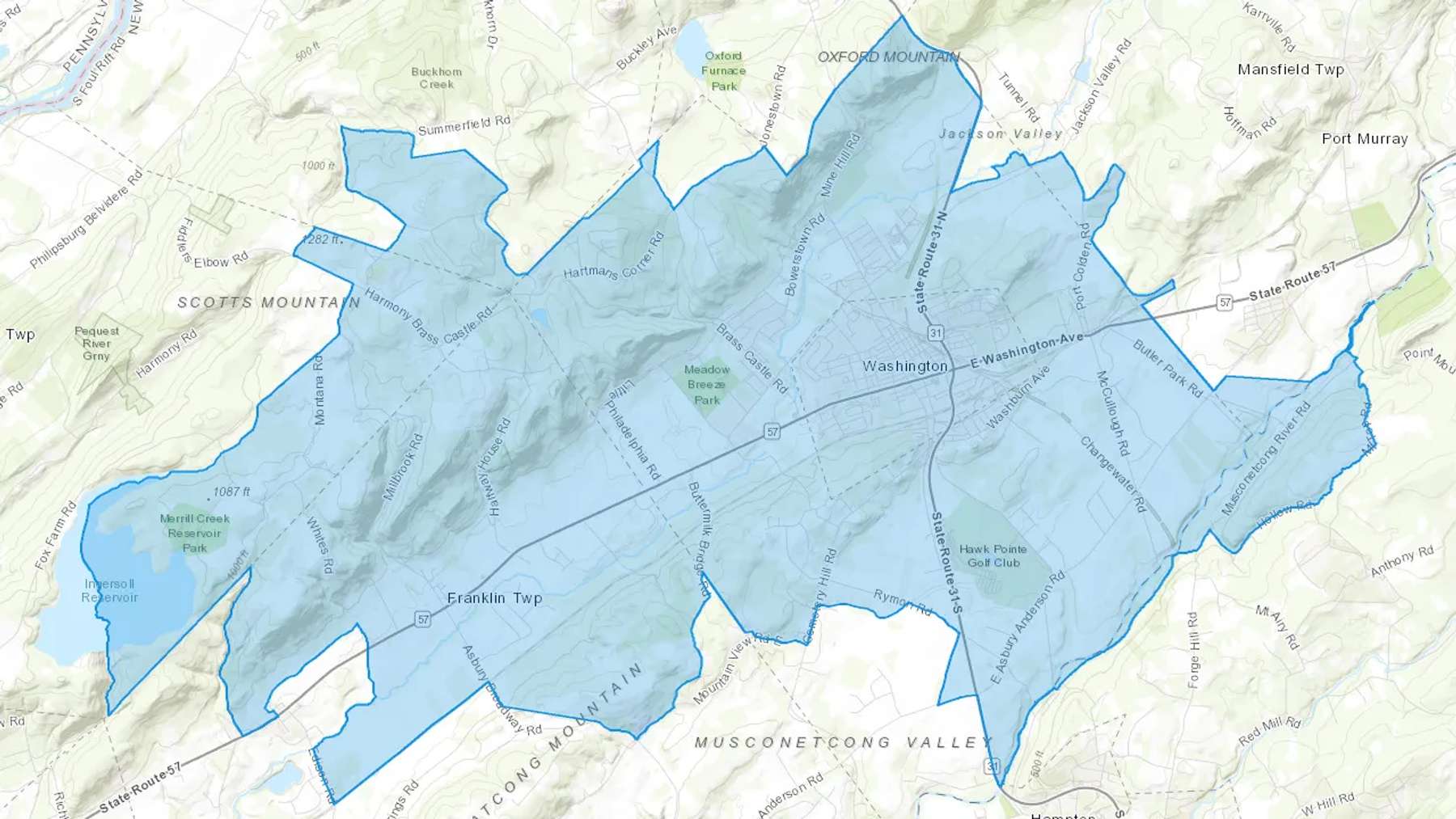 Changewater, NJ Cash heating Oil delivery map Map of the COD Fuel Oil delivery service area for Changewater, NJ