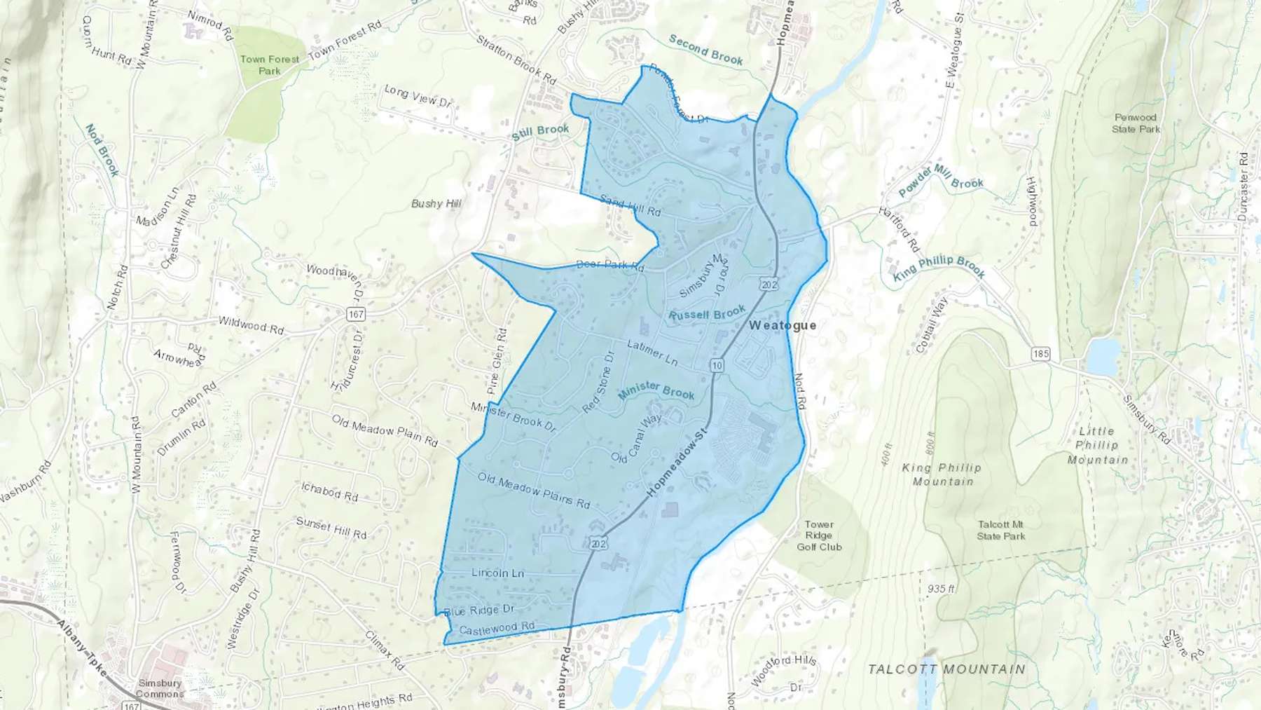 Weatogue, CT Cash heating Oil delivery map Map of the COD Fuel Oil delivery service area for Weatogue, CT
