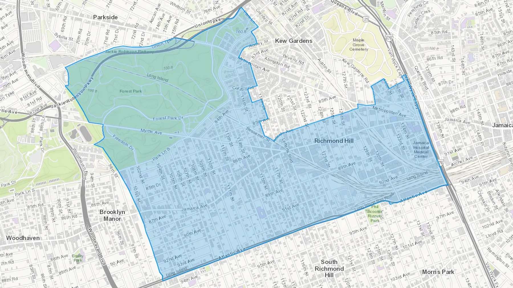 Richmond Hill, NY Cash heating Oil delivery map Map of the COD Fuel Oil delivery service area for Richmond Hill, NY