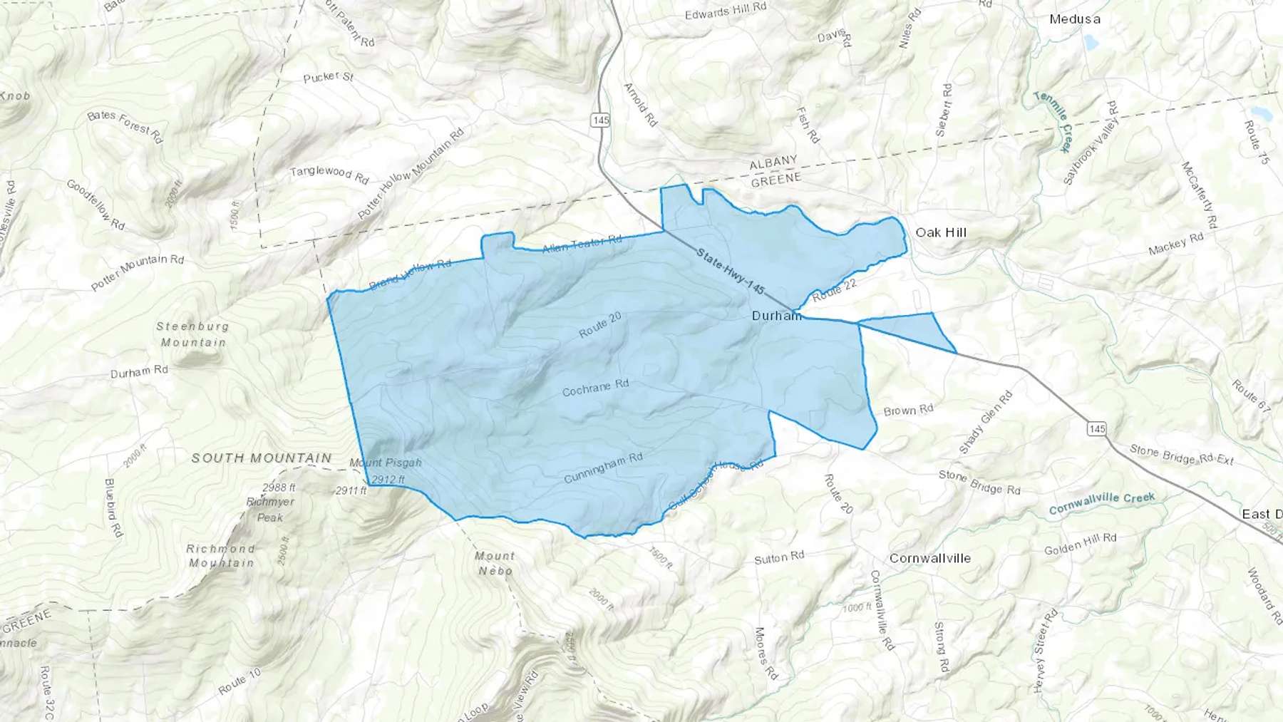 Durham, NY Cash heating Oil delivery map Map of the COD Fuel Oil delivery service area for Durham, NY