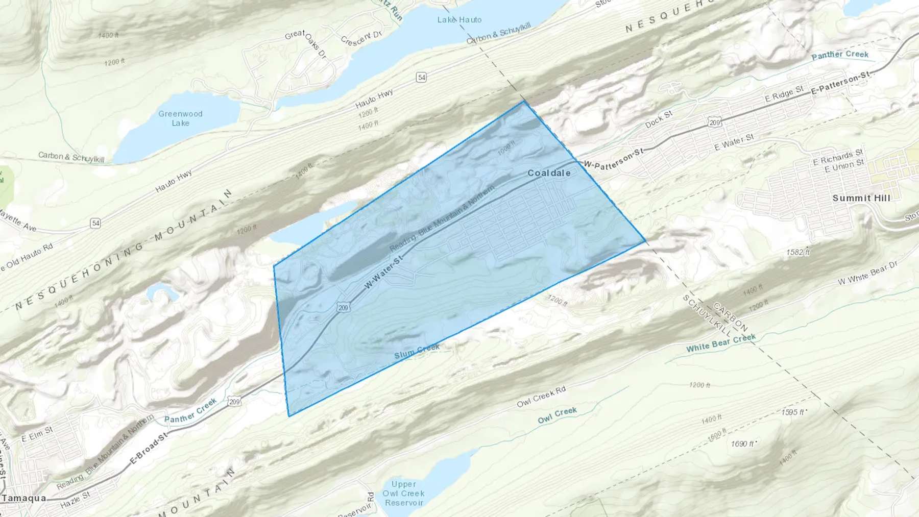 Coaldale, PA Cash heating Oil delivery map Map of the COD Fuel Oil delivery service area for Coaldale, PA