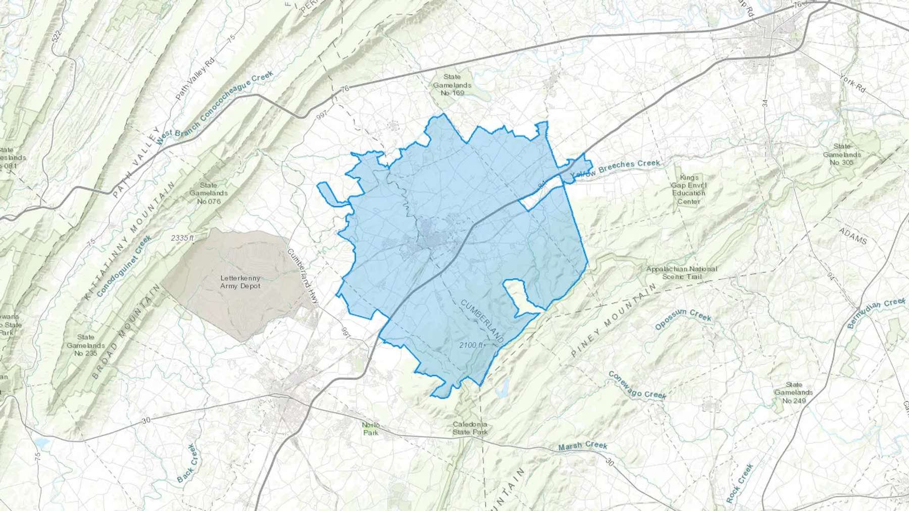 Shippensburg, PA Cash heating Oil delivery map Map of the COD Fuel Oil delivery service area for Shippensburg, PA