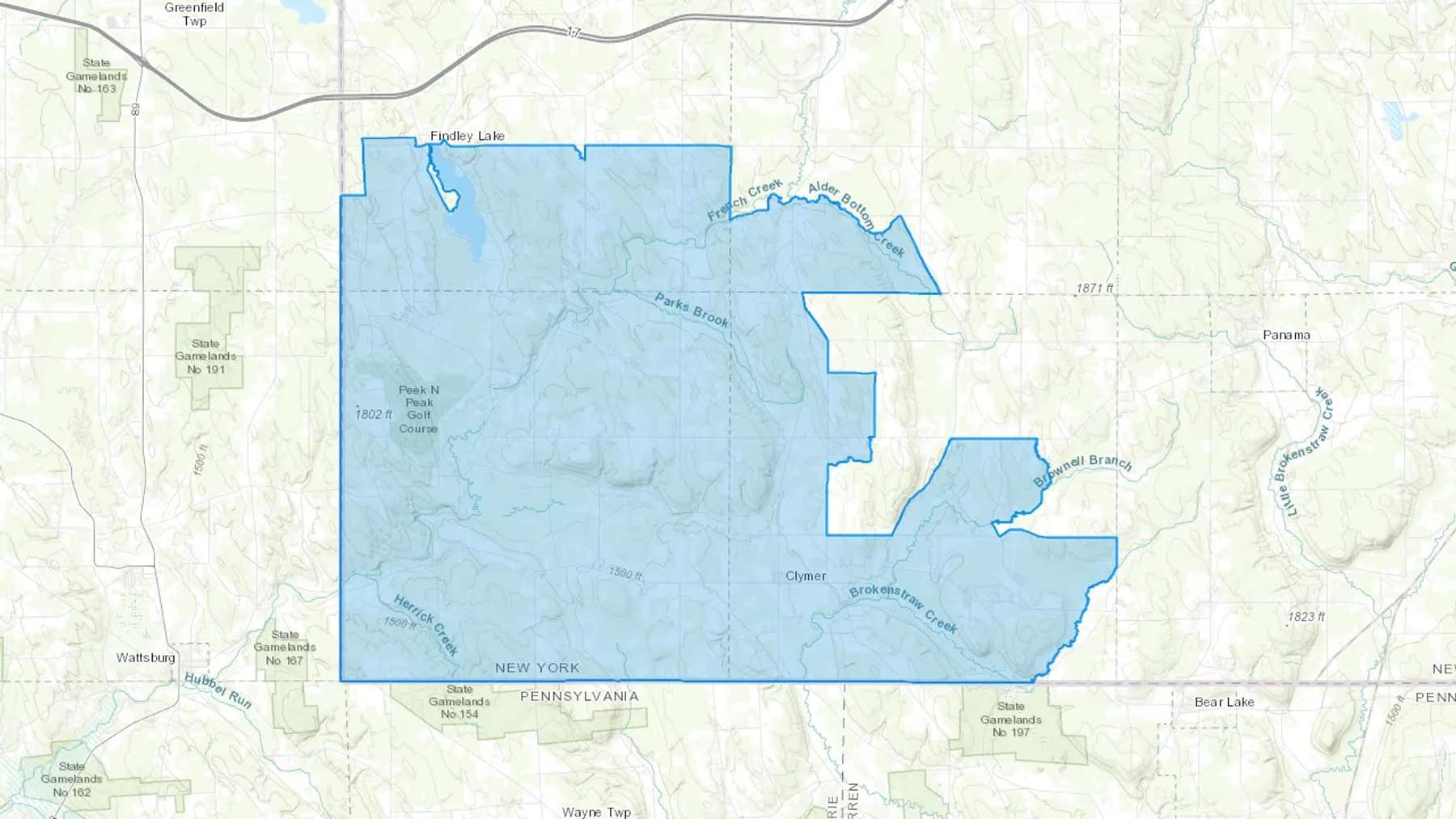 Clymer, NY Cash heating Oil delivery map Map of the COD Fuel Oil delivery service area for Clymer, NY