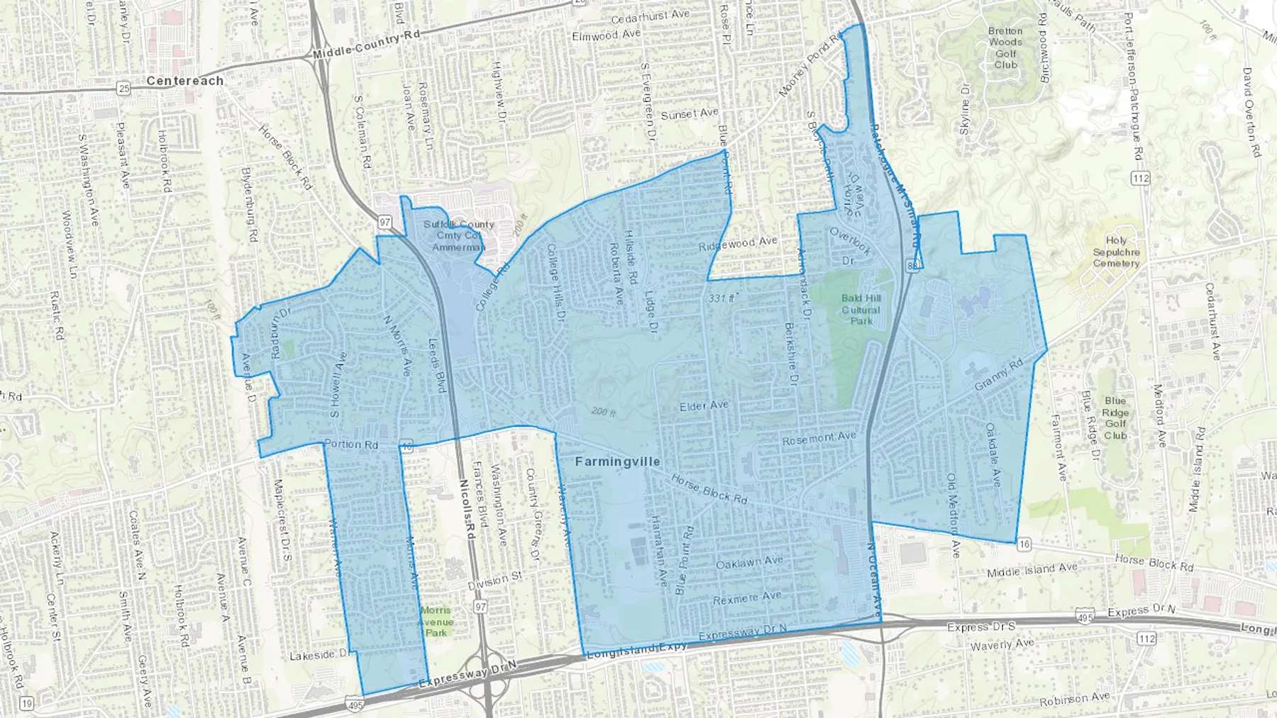 Farmingville, NY Cash heating Oil delivery map Map of the COD Fuel Oil delivery service area for Farmingville, NY