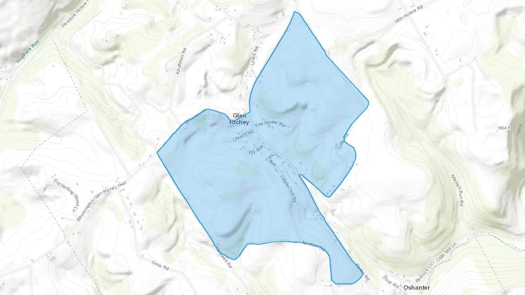 Glen Richey, PA Cash heating Oil delivery map Map of the COD Fuel Oil delivery service area for Glen Richey, PA