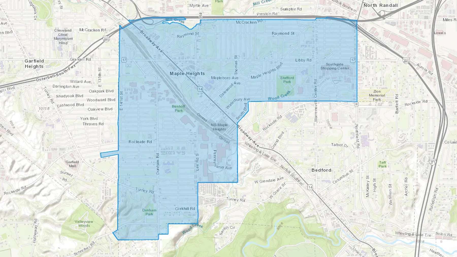 Maple Heights, OH Cash heating Oil delivery map Map of the COD Fuel Oil delivery service area for Maple Heights, OH
