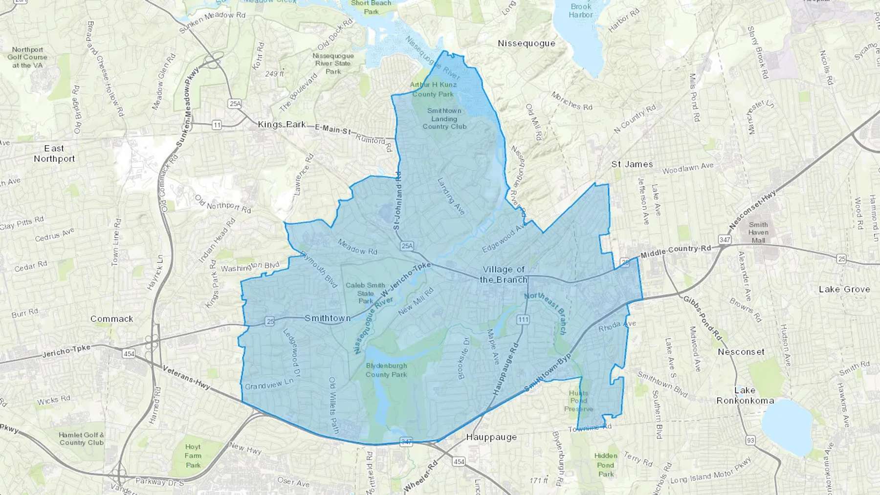Smithtown, NY Cash heating Oil delivery map Map of the COD Fuel Oil delivery service area for Smithtown, NY