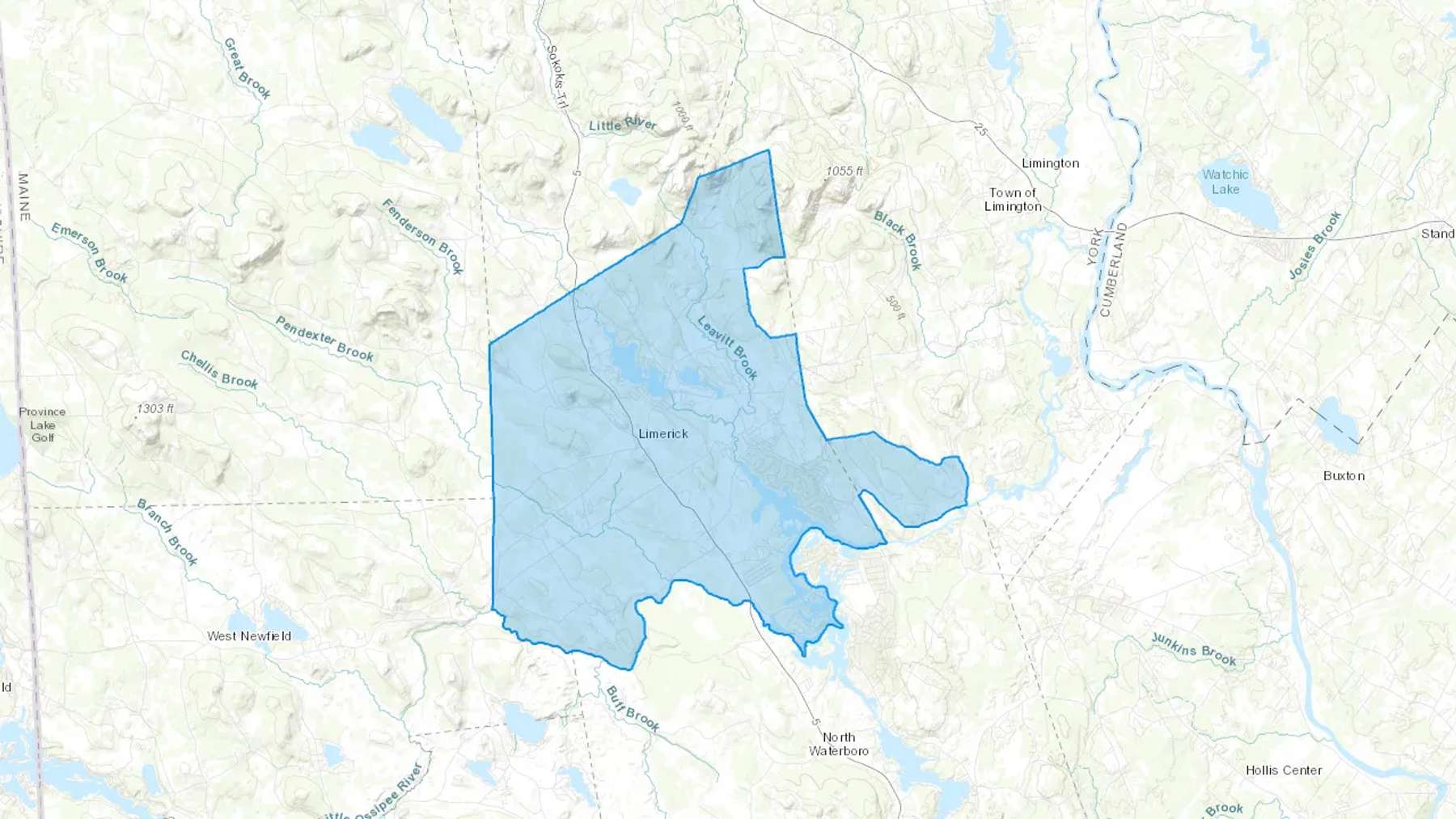 Limerick, ME Cash heating Oil delivery map Map of the COD Fuel Oil delivery service area for Limerick, ME