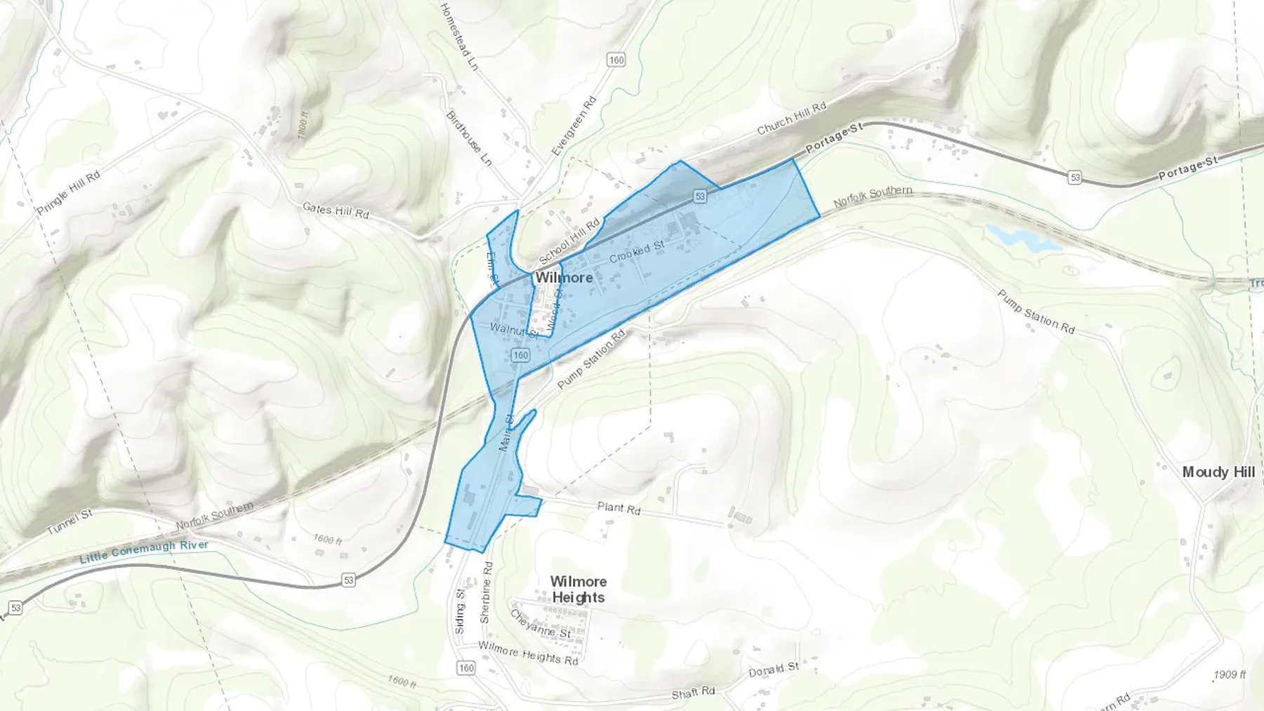 Wilmore, PA Cash heating Oil delivery map Map of the COD Fuel Oil delivery service area for Wilmore, PA