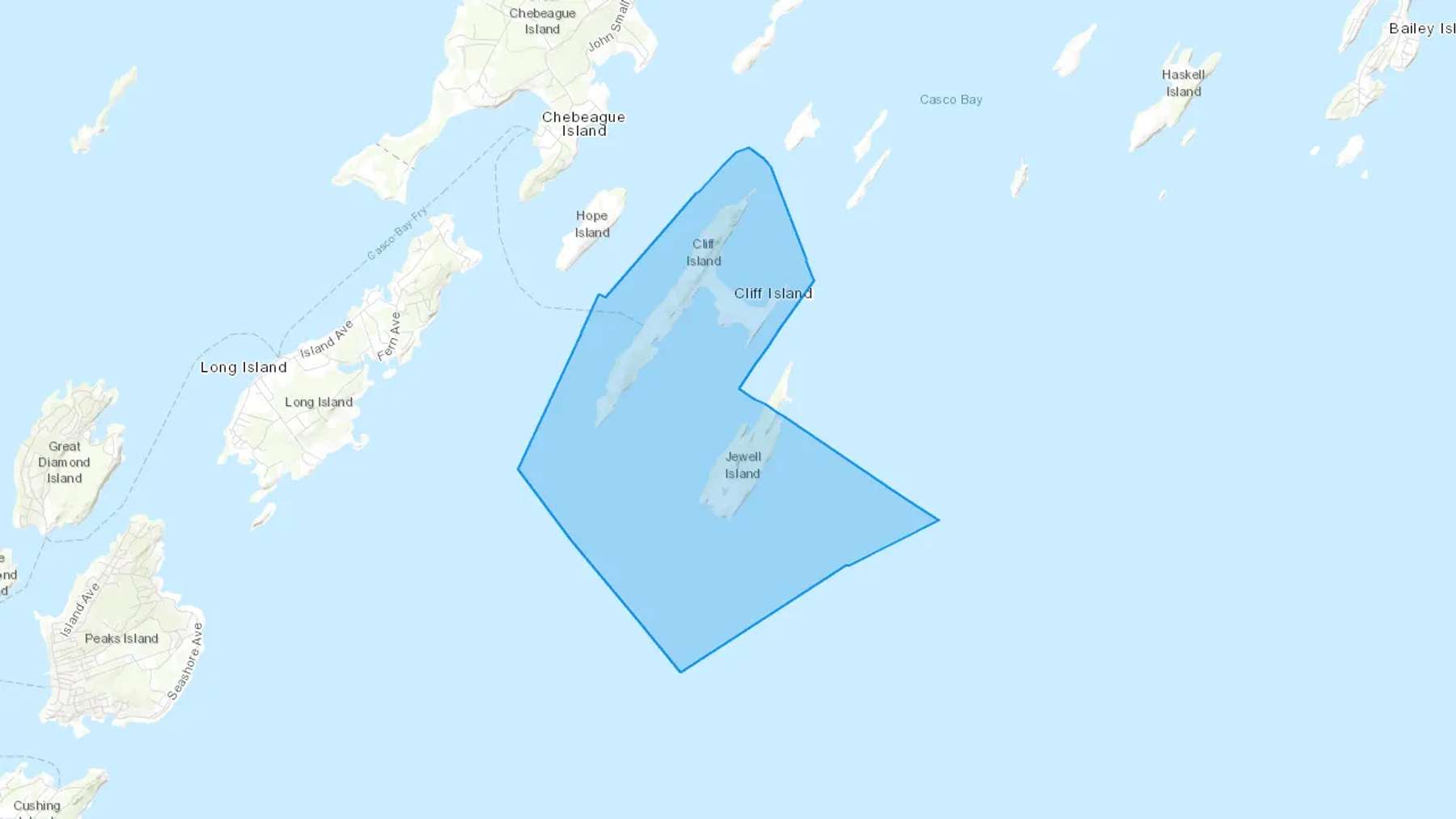 Cliff Island, ME Cash heating Oil delivery map Map of the COD Fuel Oil delivery service area for Cliff Island, ME